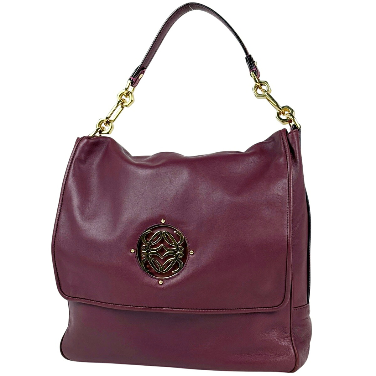 ロエベ LOEWE マイア ハンドバック 2WAY アナ瓦 なめし革 ボルドーワイン レディース 【中古】