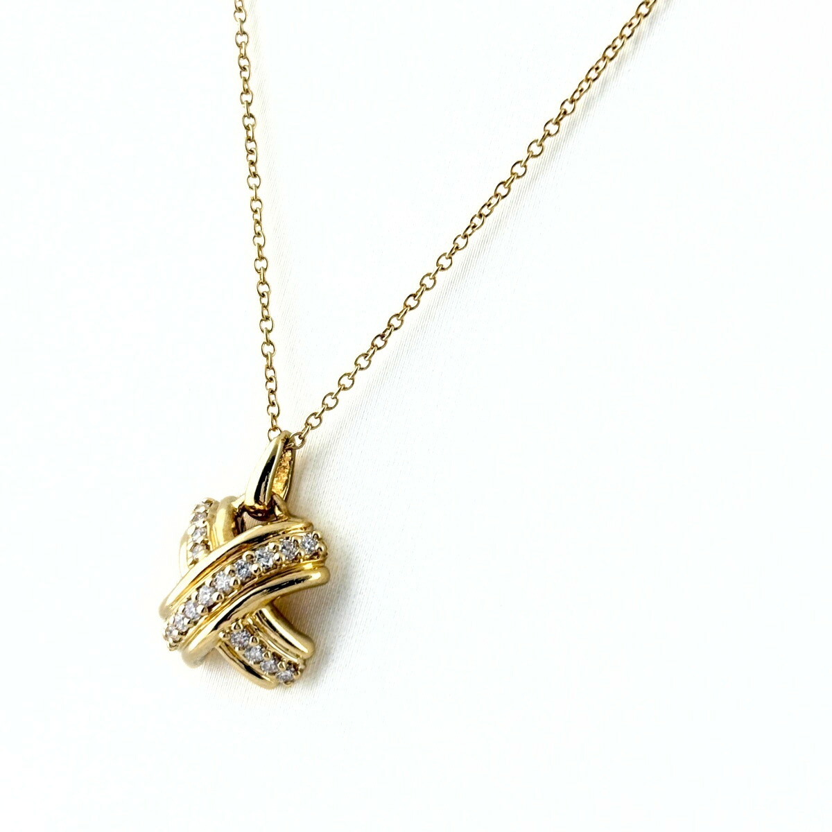 ティファニー TIFFANY&Co. シグネチャークロス ダイヤ ネックレス YG イエローゴールド ペンダント ネックレス 750 ダイヤモンド レディース 【中古】 msp29｜バイセル 店 106,500円
