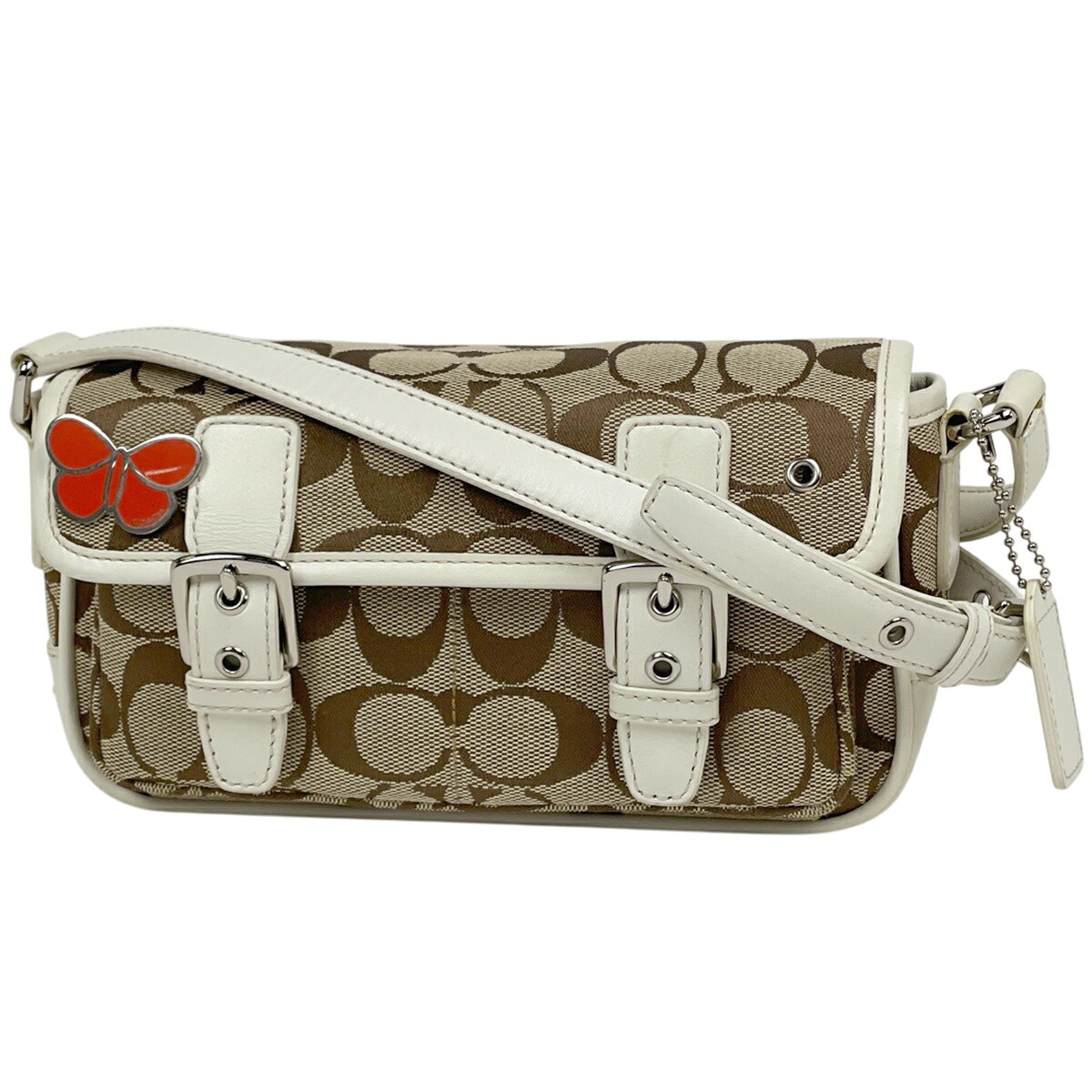 コーチ職 COACH 名書き ショルダーバッグ 帆布 赤銅色 白いこと 6686 レディース 【中古】