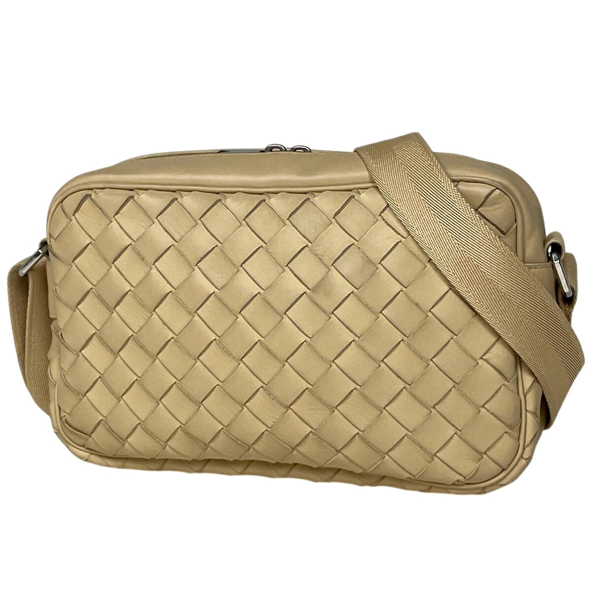 ボッテガヴェネタ BOTTEGAVENETA イントレチャート ショルダーバッグ なめし革 ベージュ レディース 【中古】