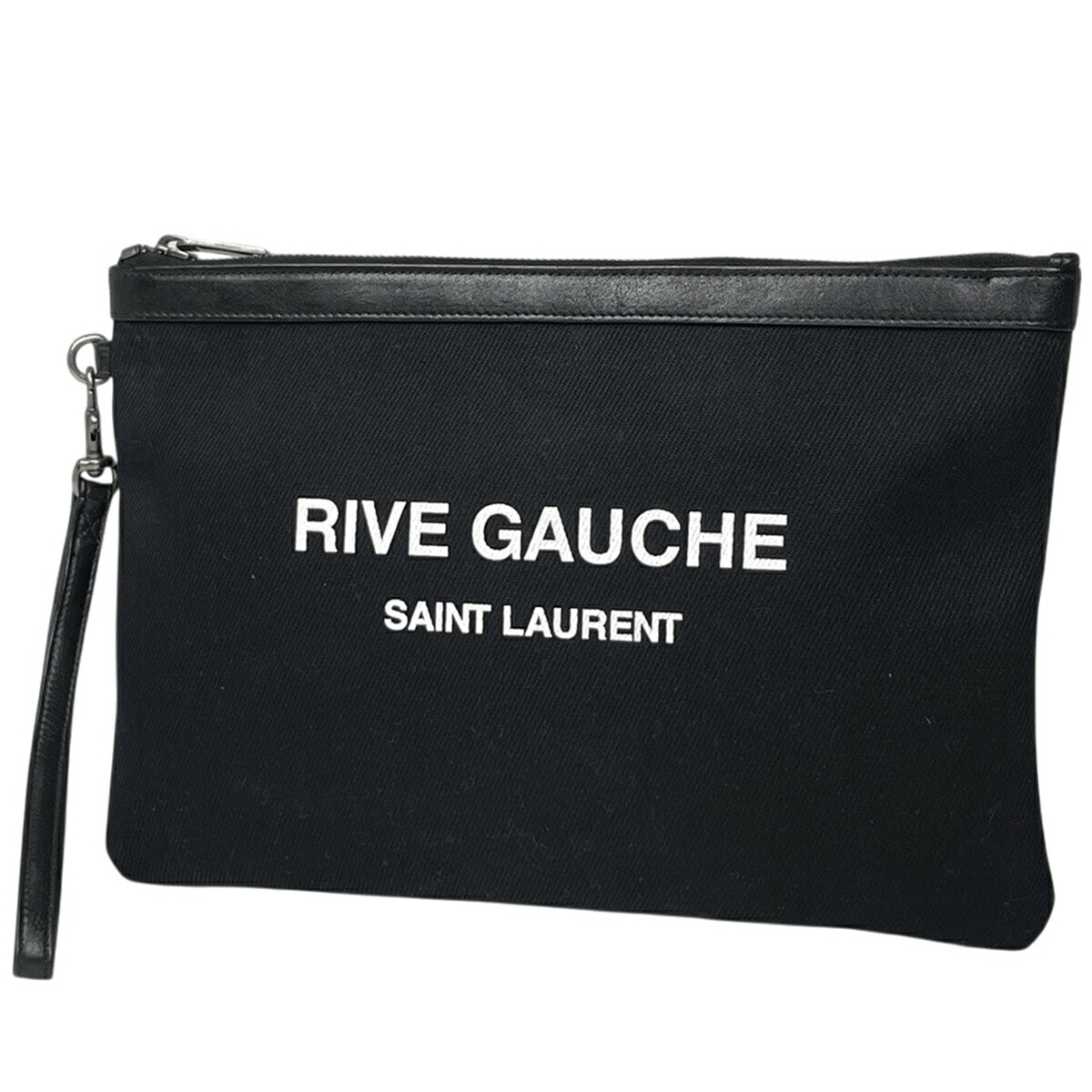 サンローラン SAINT LAURENT リヴ ゴーシュ クラッチバッグ キャンバス ブラック 581369 レディース 【中古】 msp29｜バイセル 店