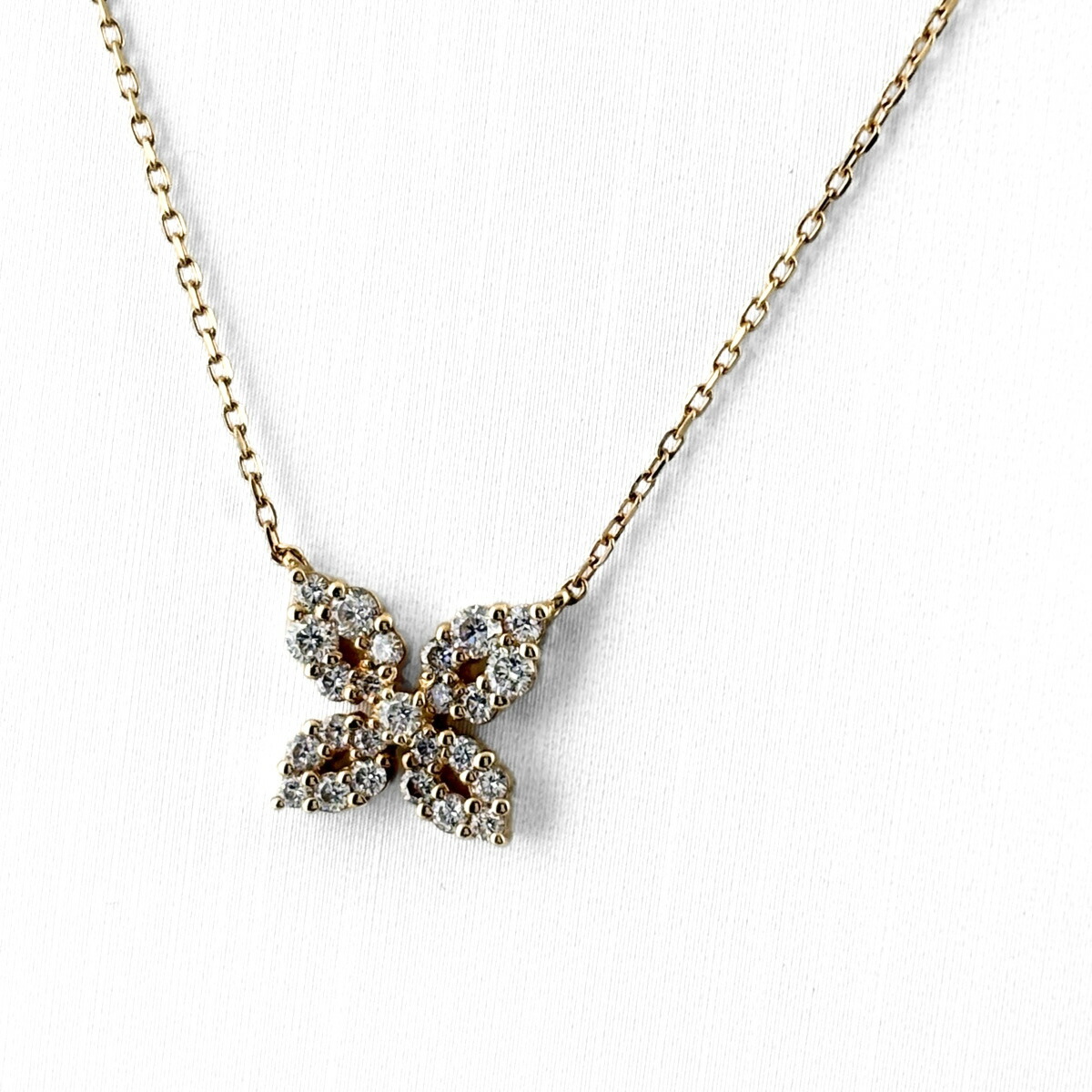ヴァンドーム青山 VENDOME AOYAMA フラワーモチーフ ネックレス YG イエローゴールド ペンダント メレダイヤ 花 ネックレス K18 ダイヤモンド レディース 【中古】 msp29|バイセル 店