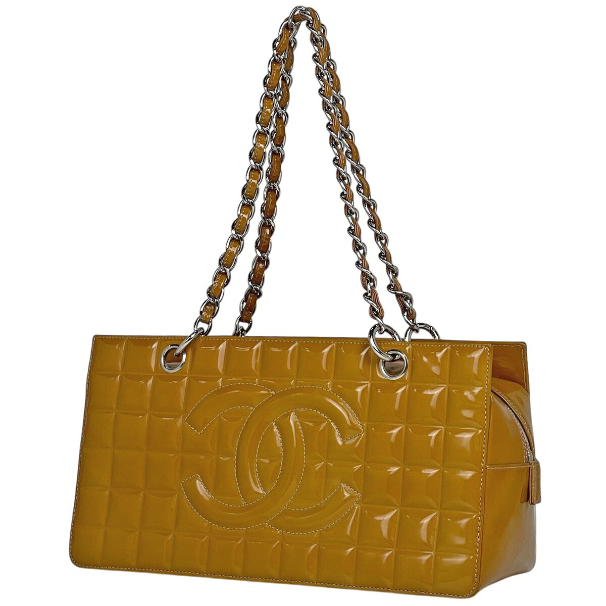シャネル CHANEL チョコバー チェーン ショルダーバッグ ココマーク エナメル パテントレザー ブラウン レディース 【中古】 msp29|バイセル 店