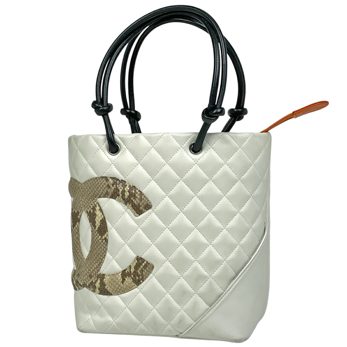 シャネル CHANEL カンボンライン ミディアム トートバッグ ココマーク ハンドバッグ レザー ホワイト A25167 レディース 【中古】 msp29｜バイセル 店