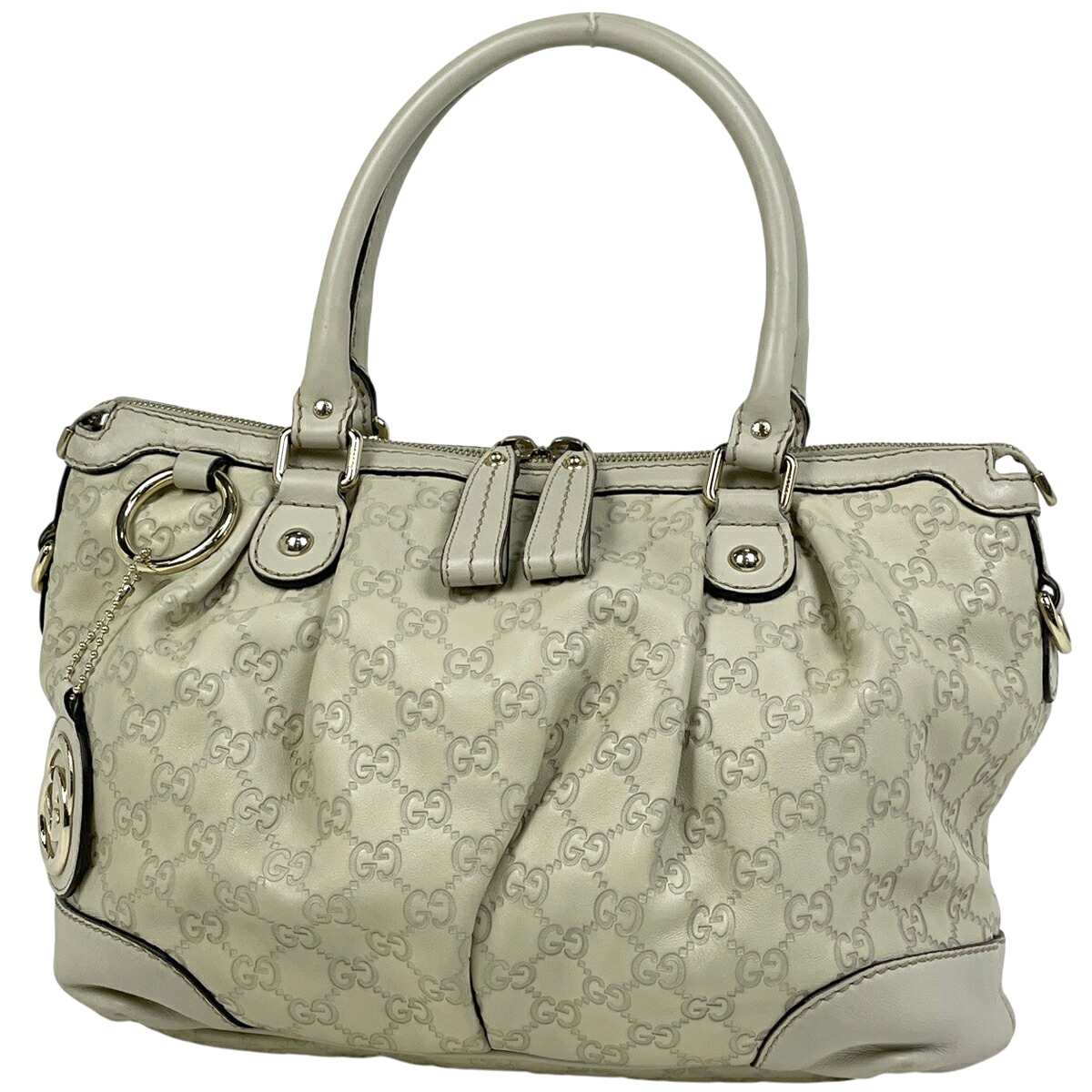 グッチ GUCCI グッチシマ スーキー ハンドバッグ シグネチャー シマレザー アイボリー 247902 レディース 【中古】 msp29|バイセル 店