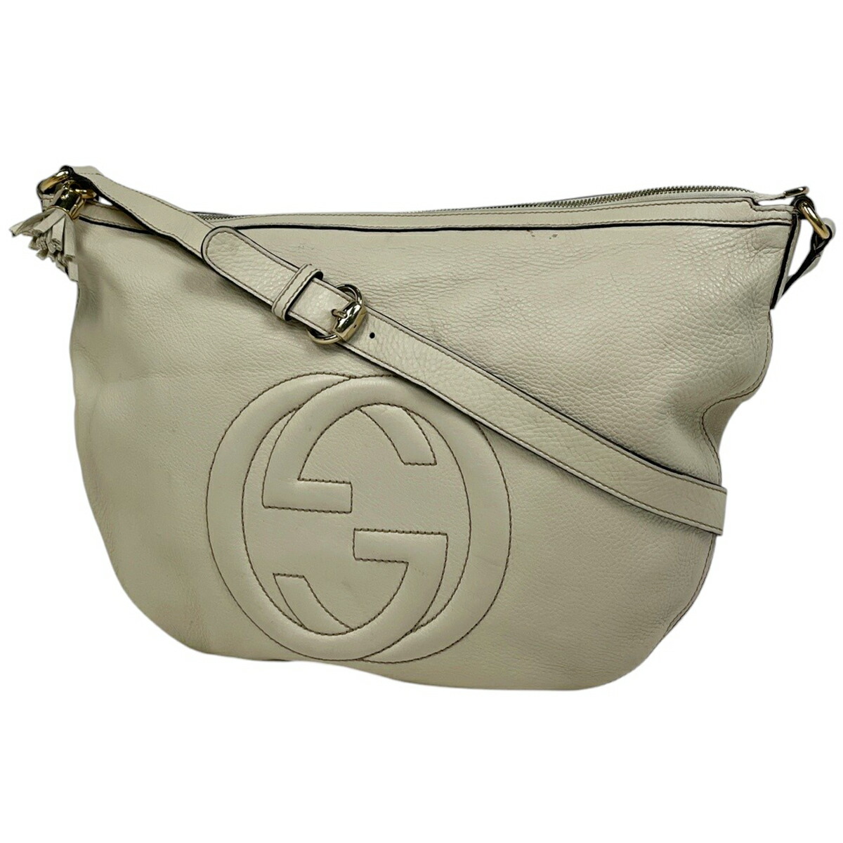 グッチ GUCCI ソーホー ショルダーバッグ インターロッキングG レザー アイボリー 295175 レディース 【中古】 msp29｜バイセル 店
