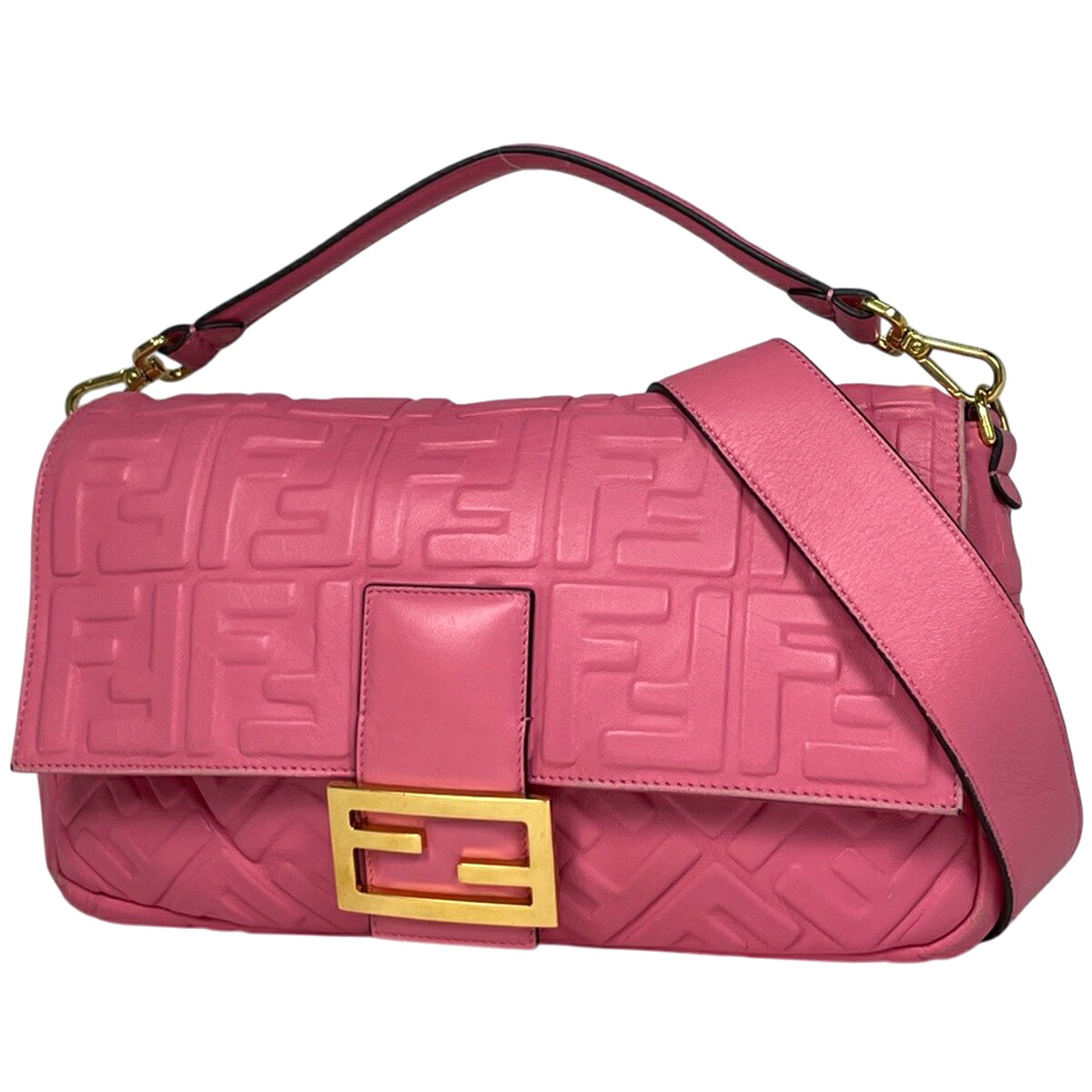 フェンディ FENDI ロゴ ショルダーバッグ 2WAY ハンドバッグ ズッカ レザー ピンク 8BR771 レディース 【中古】 msp29｜バイセル 店