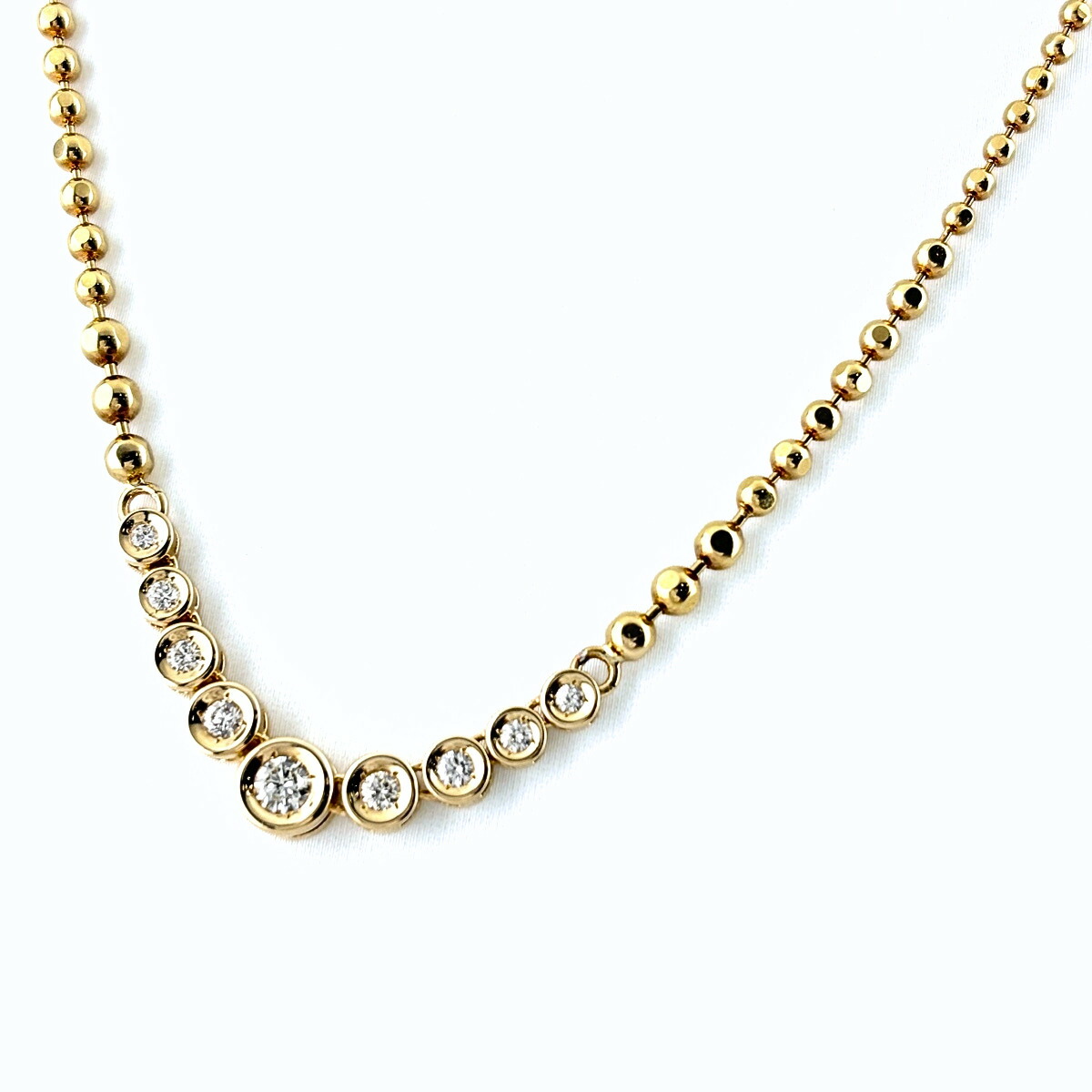 メレダイヤ デザインネックレス YG イエローゴールド ペンダント ネックレス K18 ダイヤモンド レディース 【中古】 msp29｜バイセル 店