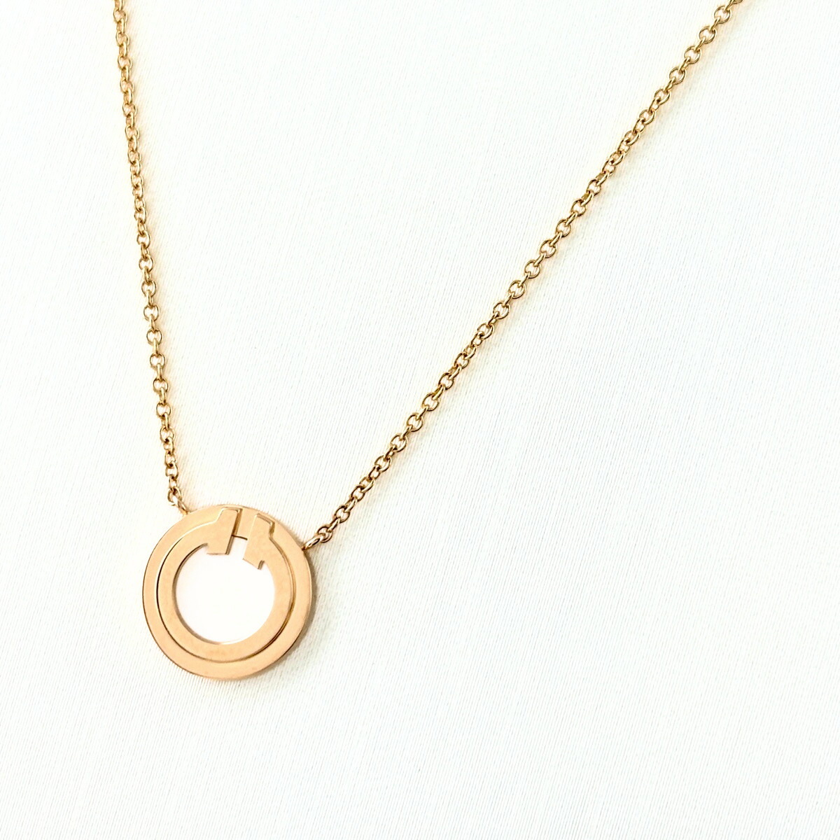 ティファニー TIFFANY&Co. T トゥー マザー オブ パール サークル ペンダント PG ピンクゴールド ネックレス ネックレス 750 レディース 【中古】 msp29|バイセル 店