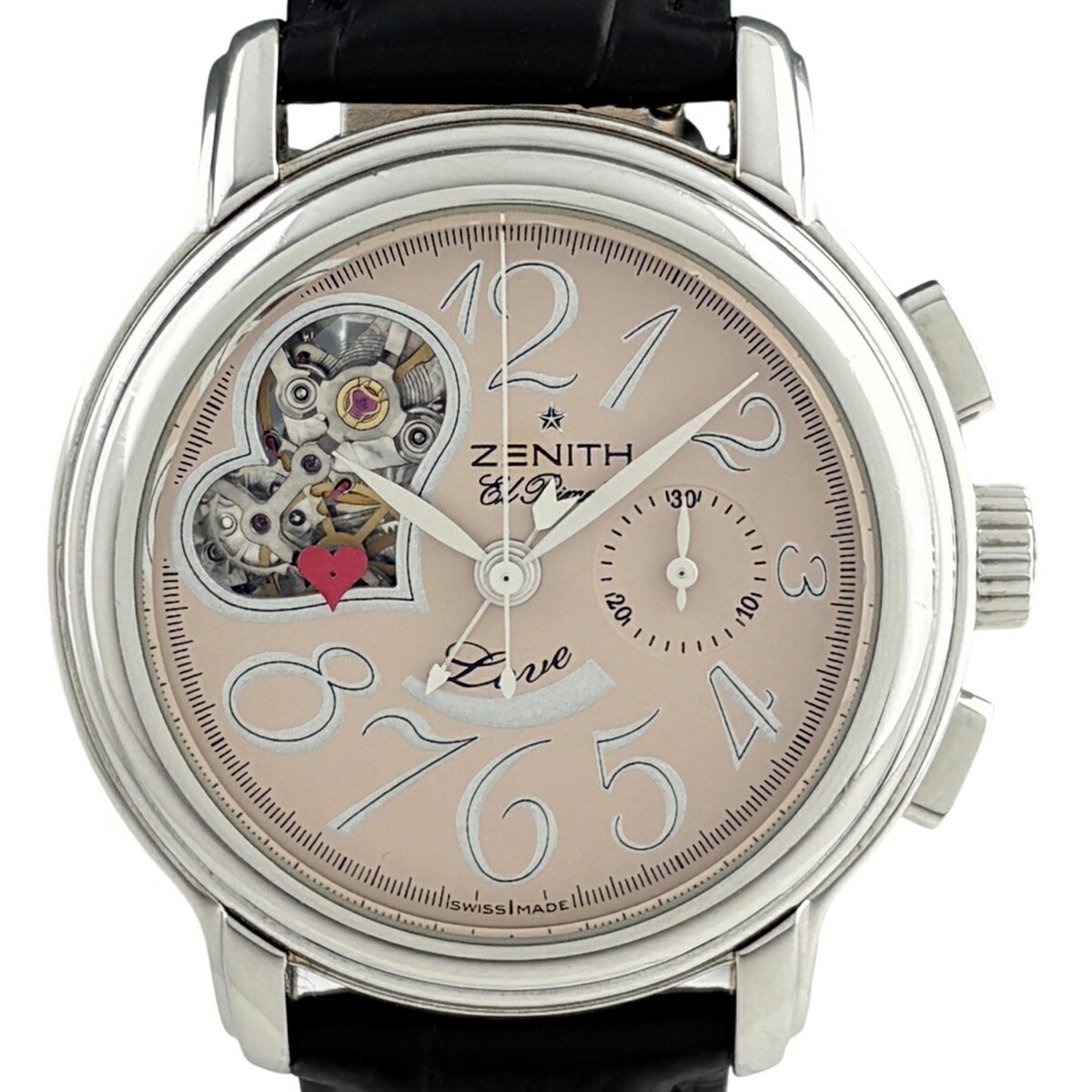 ゼニス ZENITH エルプリメロ オープンハート 03.1230.4021 腕時計 SS レザー 自動巻き ベージュ系 メンズ 【中古】 msp29|バイセル 店