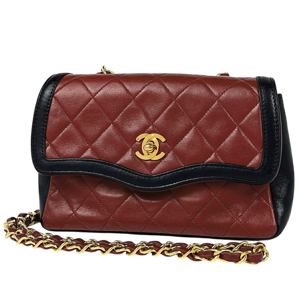 シャネル CHANEL ココマーク チェーン ショルダーバッグ バイカラー レザー レッド ブラック レディース 【中古】 msp29｜バイセル 店