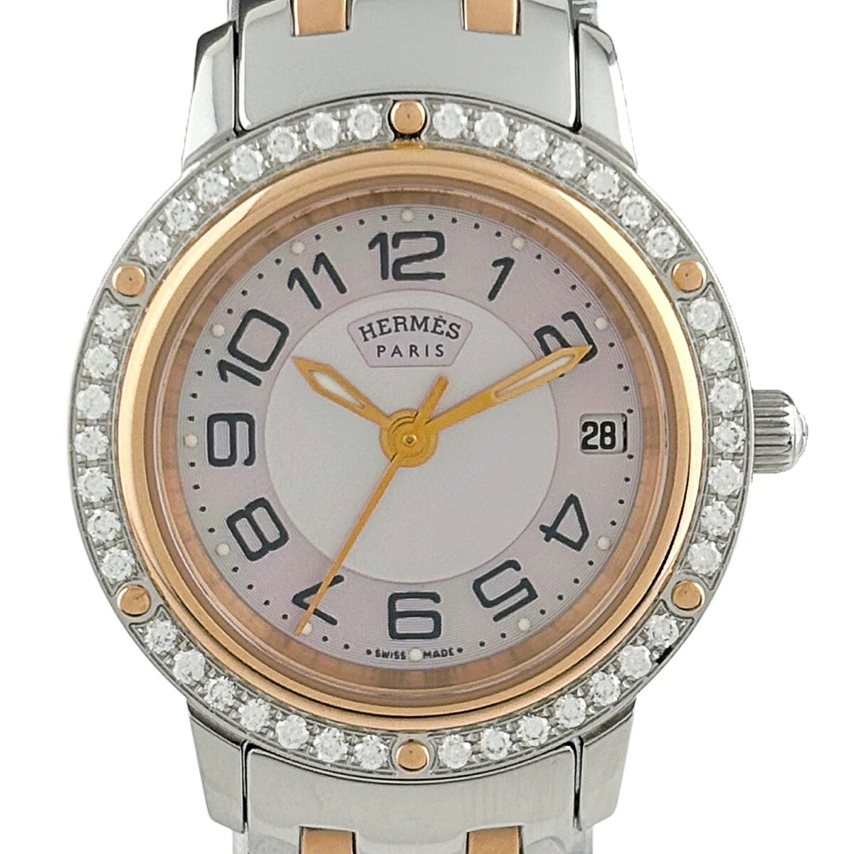 エルメス HERMES クリッパー ナクレ CP1.222 腕時計 SS GP クォーツ ピンク レディース 【中古】｜バイセル 店