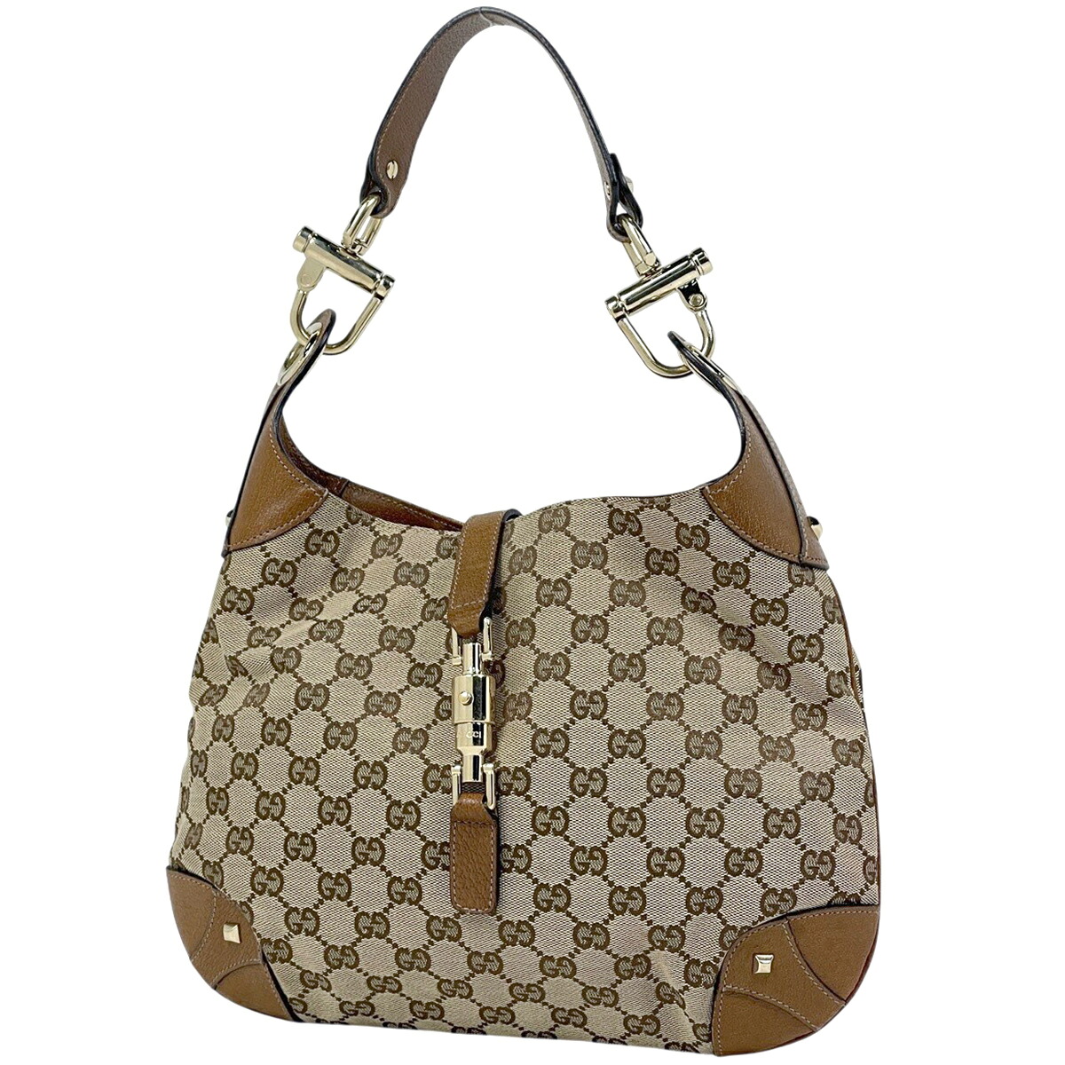 グッチ GUCCI ニュージャッキーライン ショルダーバッグ GG柄 GGキャンバス ベージュ ブラウン 120888 レディース 【中古】 msp29｜バイセル 店