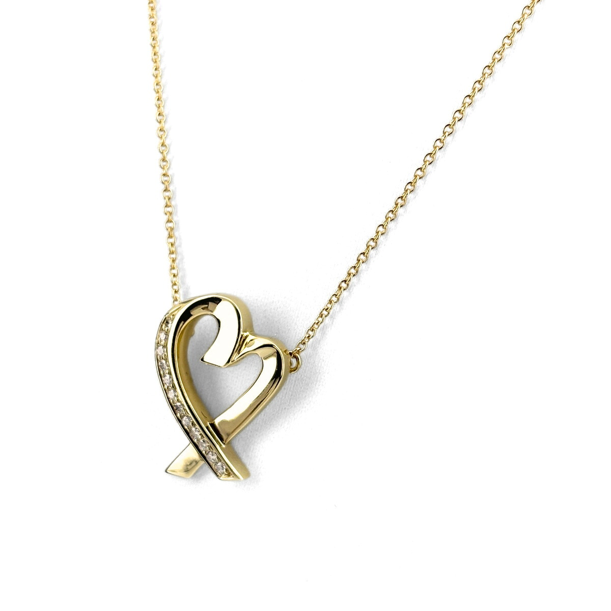 ティファニー TIFFANY&Co. ラビングハート ネックレス YG イエローゴールド ペンダント メレダイヤ ネックレス 750 ダイヤモンド レディース 【中古】 msp29｜バイセル 店