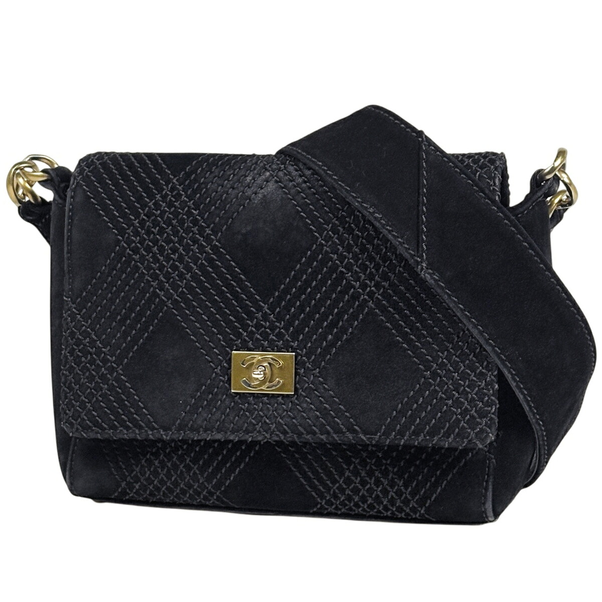 シャネル CHANEL ココマーク ショルダーバッグ スエード ブラック レディース 【中古】 msp29｜バイセル 店 217,750円