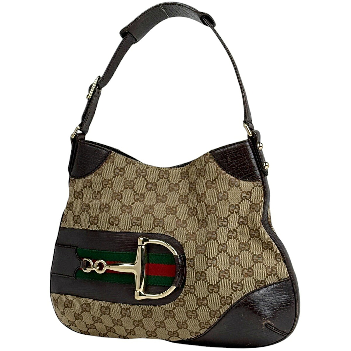 グッチ GUCCI ホースビット ショルダーバッグ GG柄 ショルダーバッグ GGキャンバス ブラウン 137388 レディース 【中古】|バイセル 店
