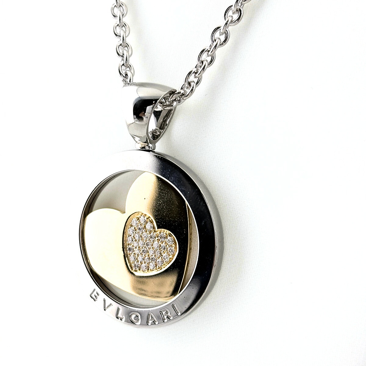 ブルガリ BVLGARI トンドハートネックレス YG イエローゴールド ステンレススチール ペンダント ネックレス 750 ステンレススチール ダイヤモンド レディース 【中古】 msp29｜バイセル 店 381,105円
