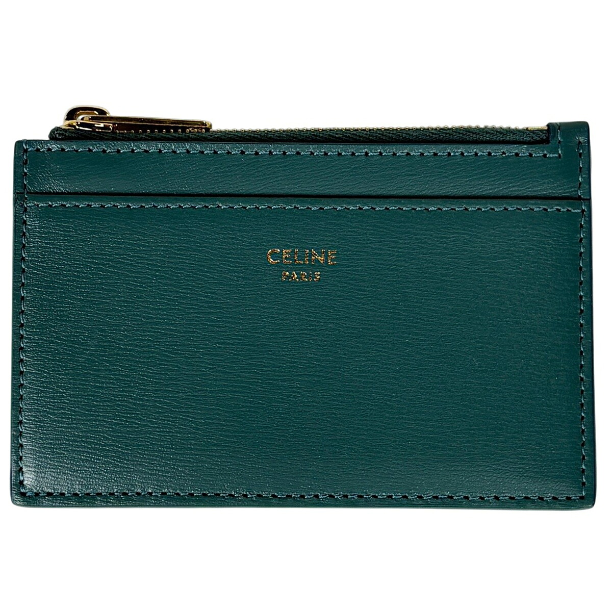 セリーヌ CELINE ジップ付き カードホルダー レザー グリーン レディース 【中古】 msp29|バイセル 店