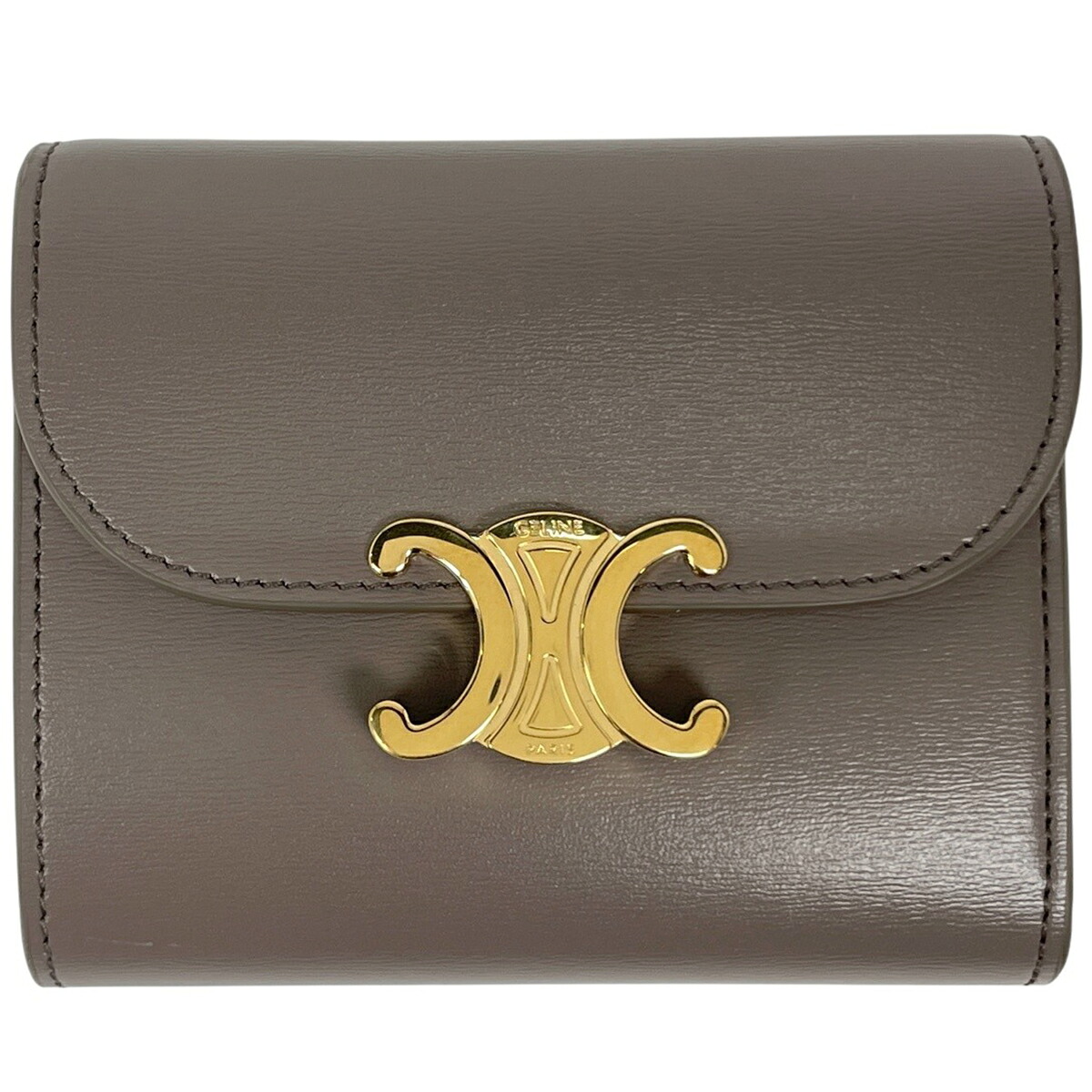 セリーヌ CELINE スモール フラップウォレット トリオンフ レザー ぺブル(グレー) レディース 【中古】 msp29｜バイセル 店 41,990円