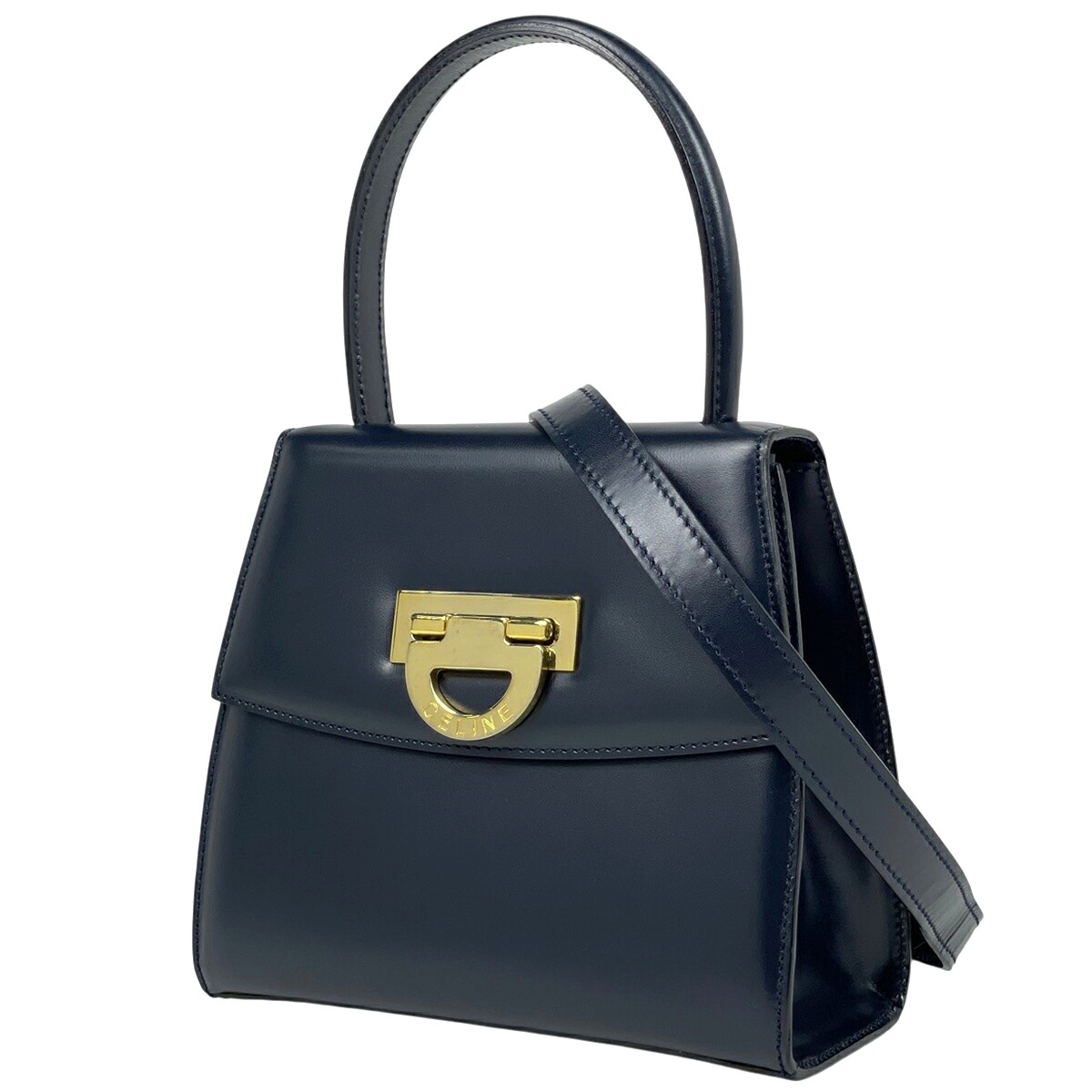 セリーヌ CELINE ロゴ ハンドバッグ 2WAY レザー ネイビー レディース 【中古】｜バイセル 店
