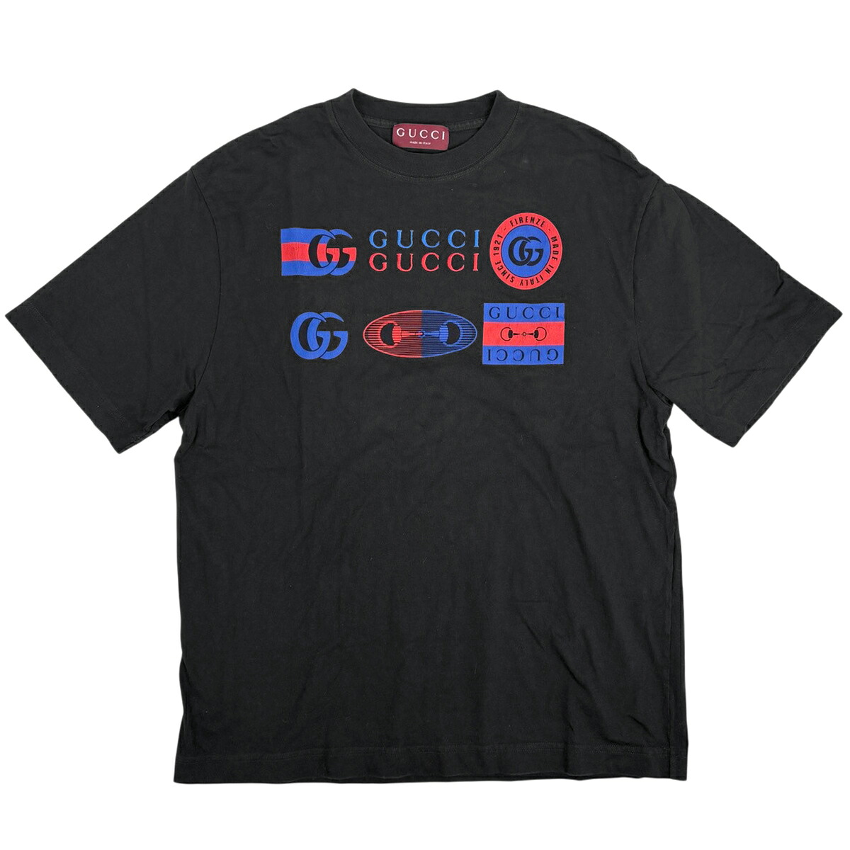 グッチ GUCCI ロゴ 半袖 Tシャツ トップス コットン ブラック メンズ 【中古】|バイセル 店