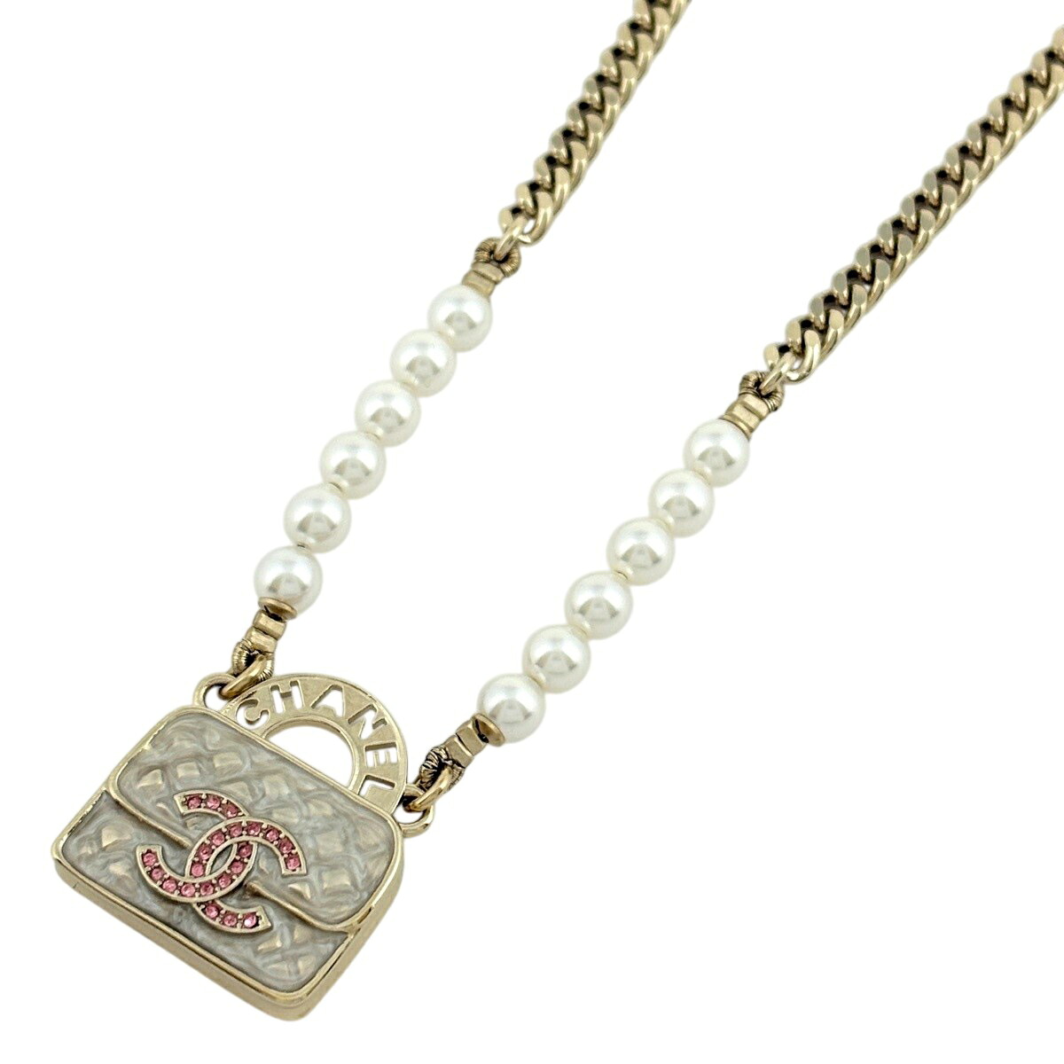 シャネル CHANEL ココマーク フェイクパール ネックレス バッグモチーフ GP フェイクパール ホワイト ゴールド レディース 【中古】｜バイセル 店