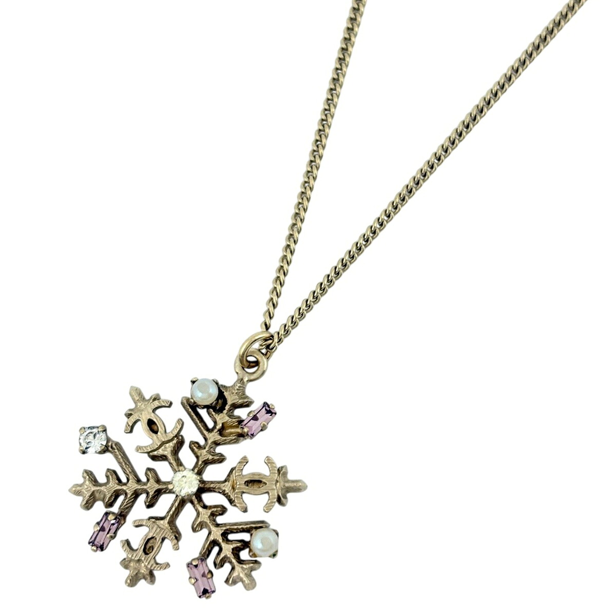 シャネル CHANEL ココマーク ラインストーン ネックレス 雪の結晶 GP フェイクパール ゴールド レディース 【中古】|バイセル 店