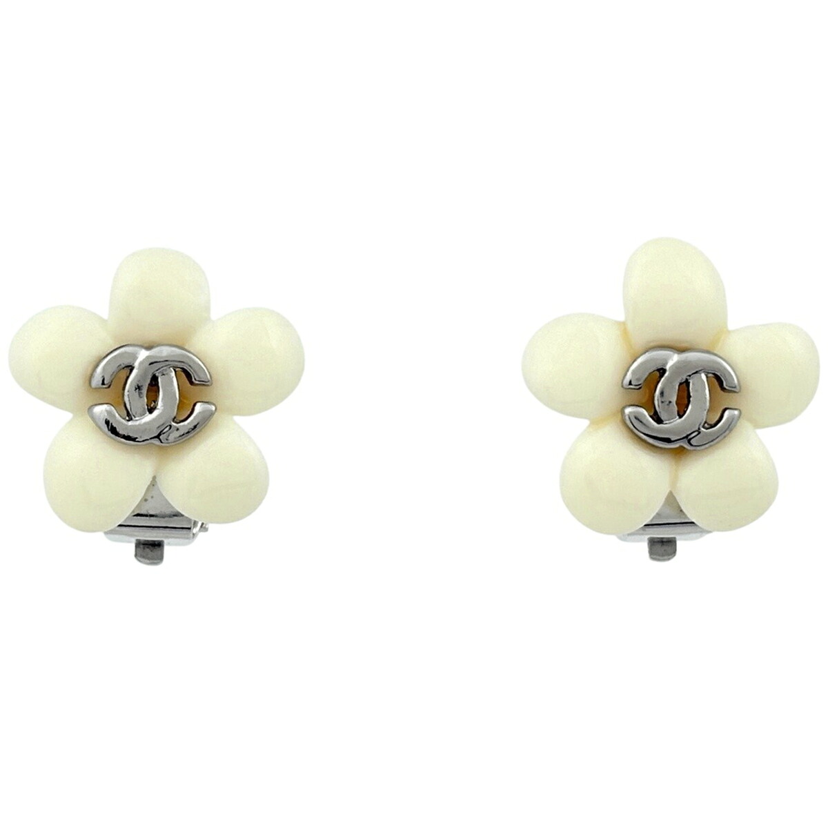 シャネル CHANEL ココマーク イヤリング フラワー シルバーメッキ シルバー ホワイト レディース 【中古】|バイセル 店