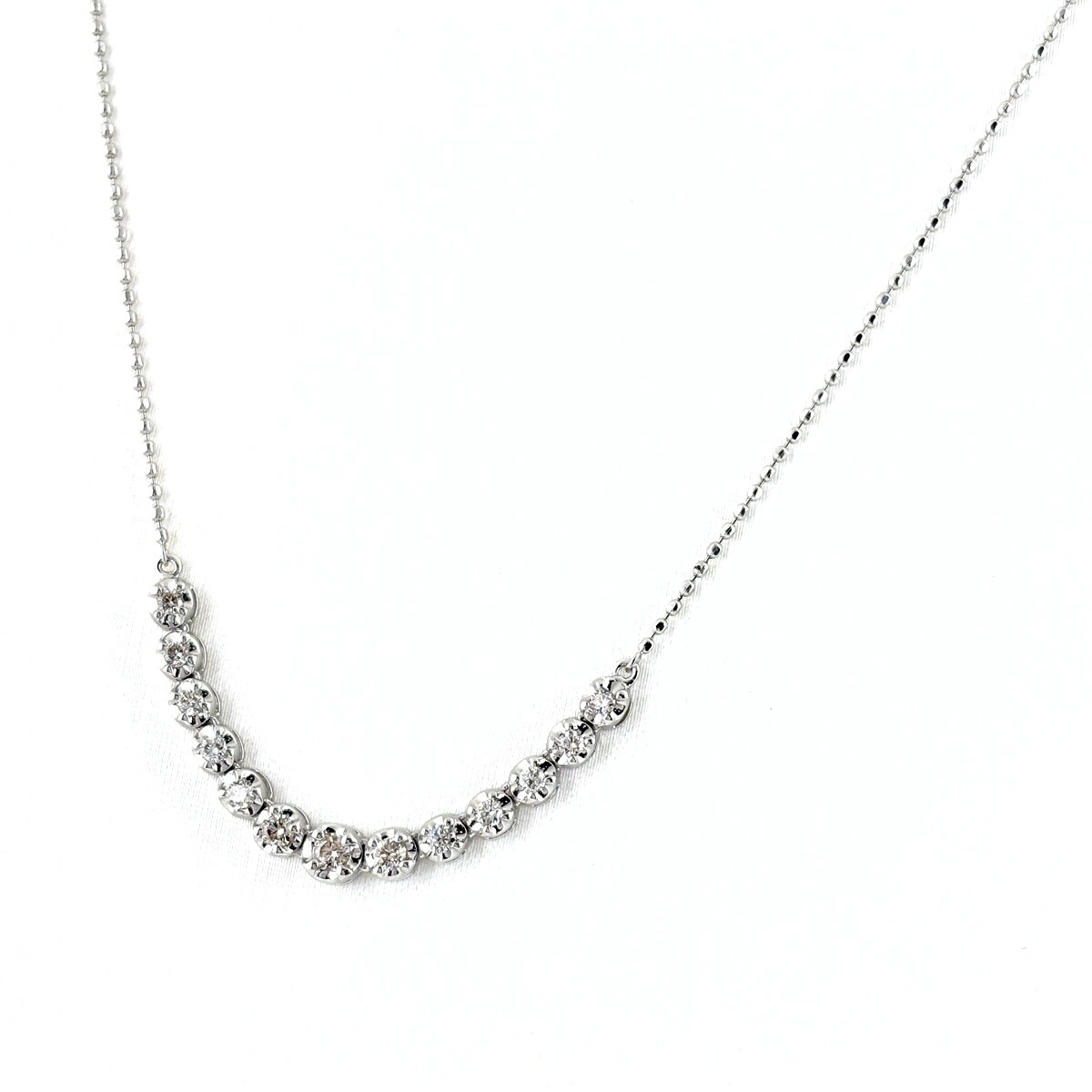 メレダイヤ デザインネックレス WG ホワイトゴールド ペンダント ネックレス K18 WG ダイヤモンド レディース 【中古】|バイセル 店