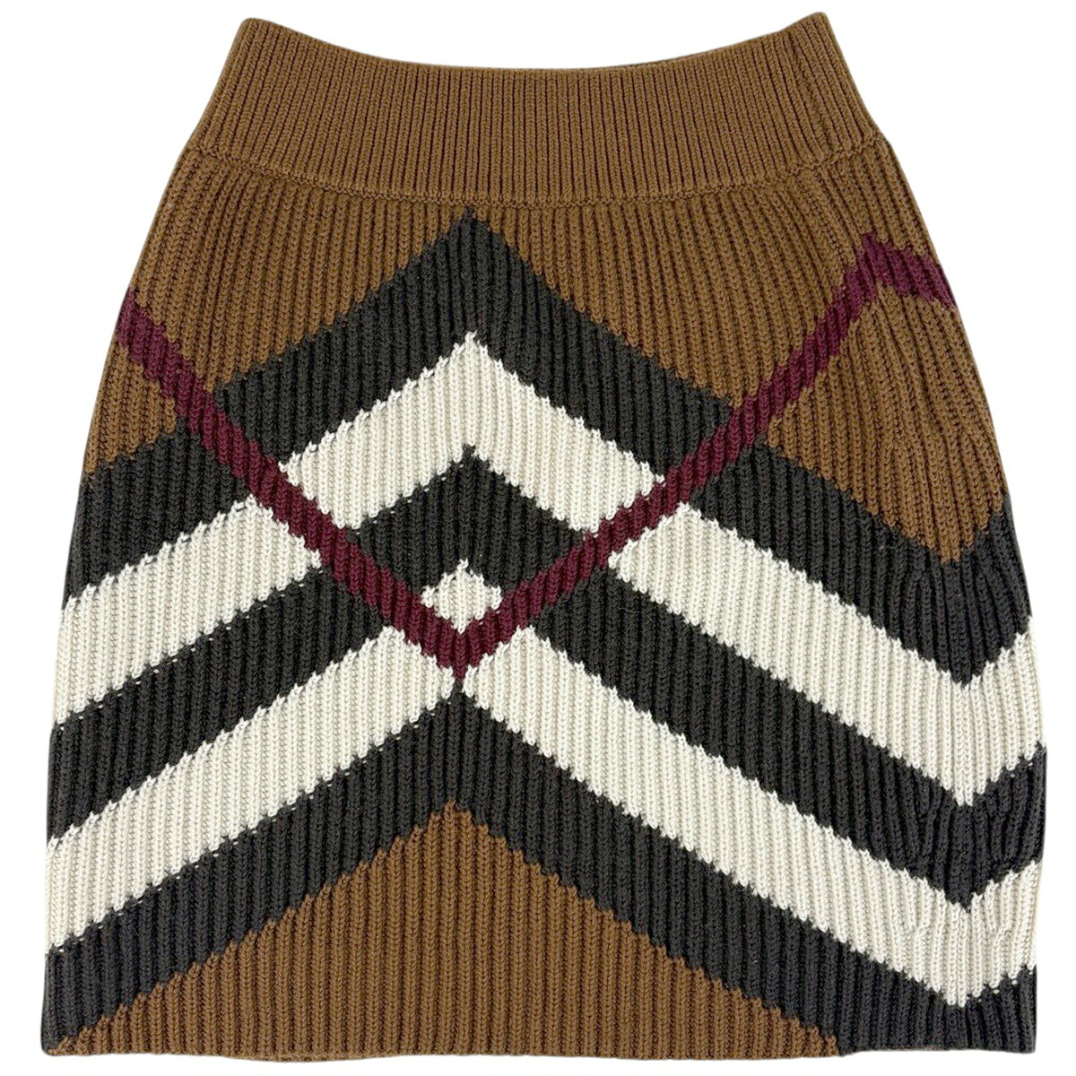 バーバリー BURBERRY ニット スカート ボトムス カシミヤ ブラウン ブラック ホワイト レディース 【中古】｜バイセル 店