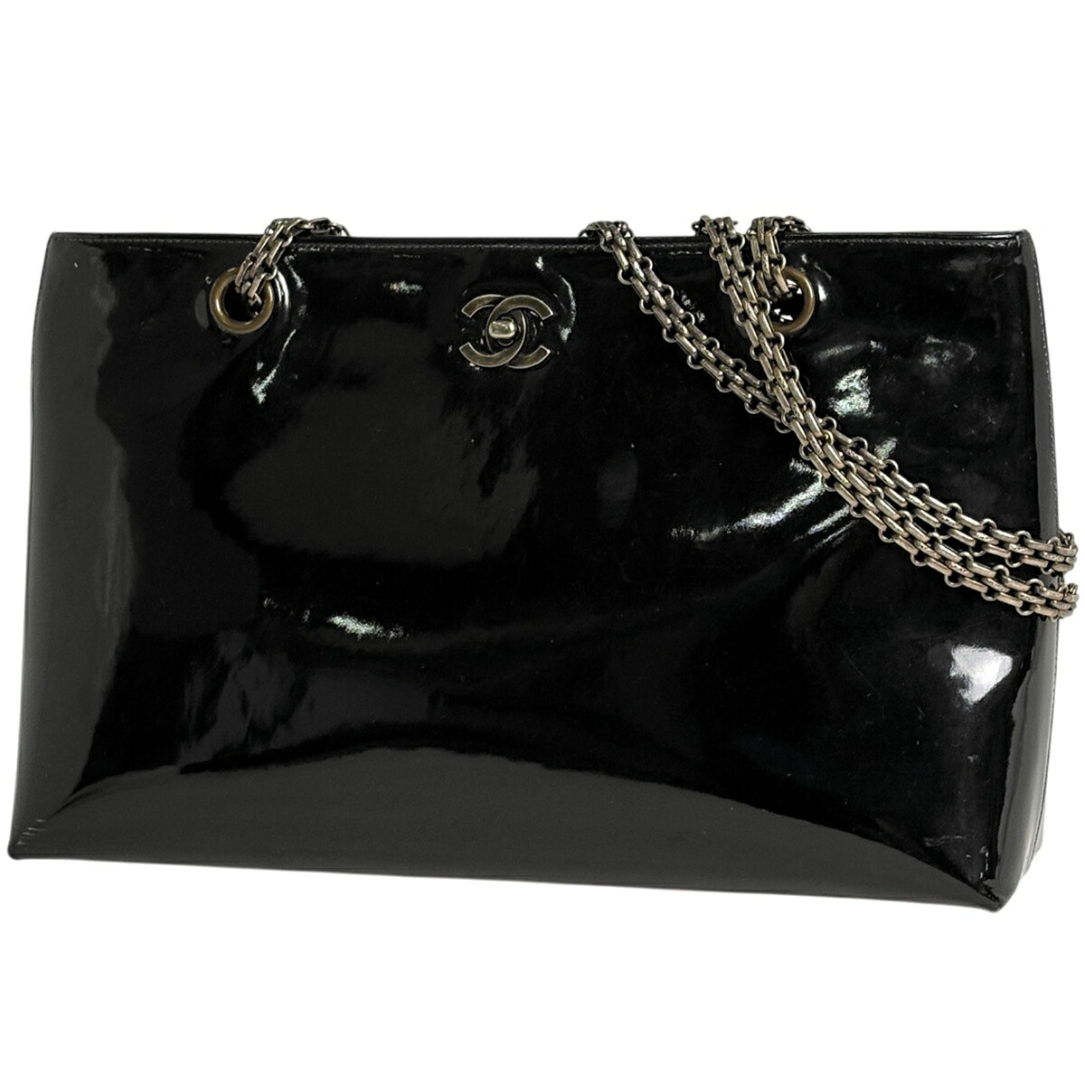 シャネル CHANEL ココマーク チェーン トートバッグ エナメル パテントレザー ブラック レディース 【中古】|バイセル 店