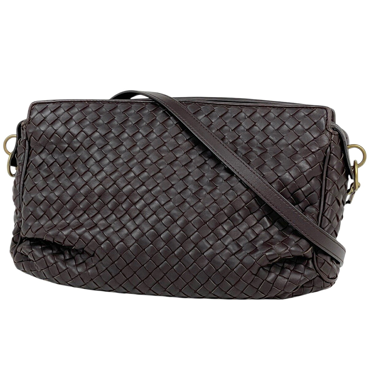 ボッテガヴェネタ BOTTEGAVENETA イントレチャート ショルダーバッグ レザー ブラウン 214047 レディース 【中古】｜バイセル 店