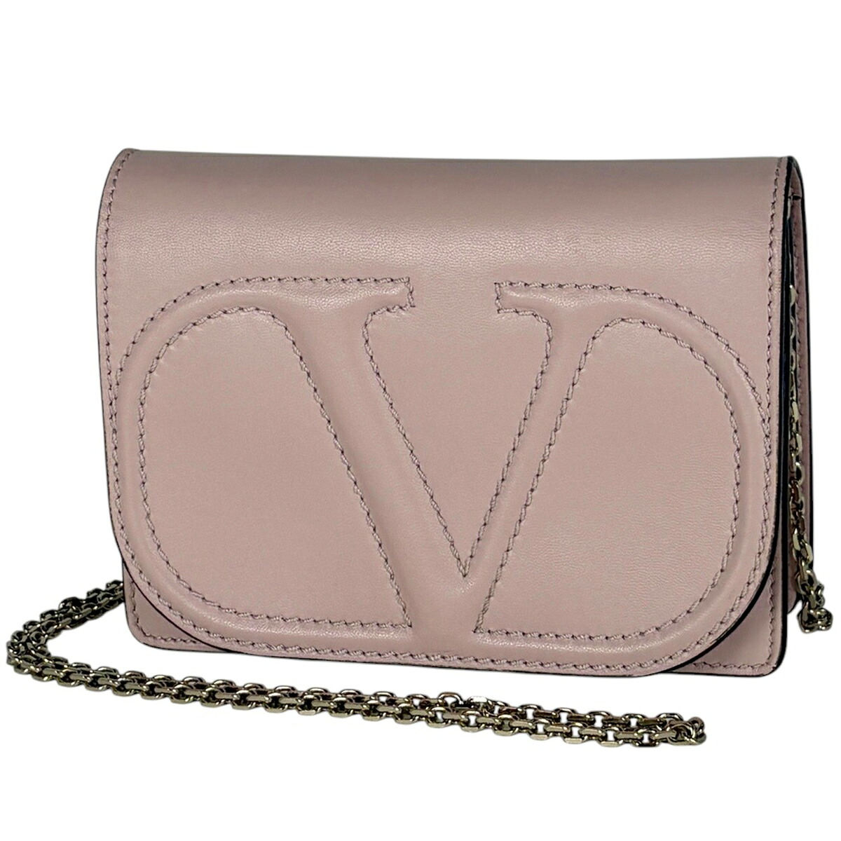 ヴァレンティノ・ガラヴァーニ Valentino Garavani ロゴ チェーン ショルダーバッグ レザー ピンク レディース 【中古】｜バイセル 店