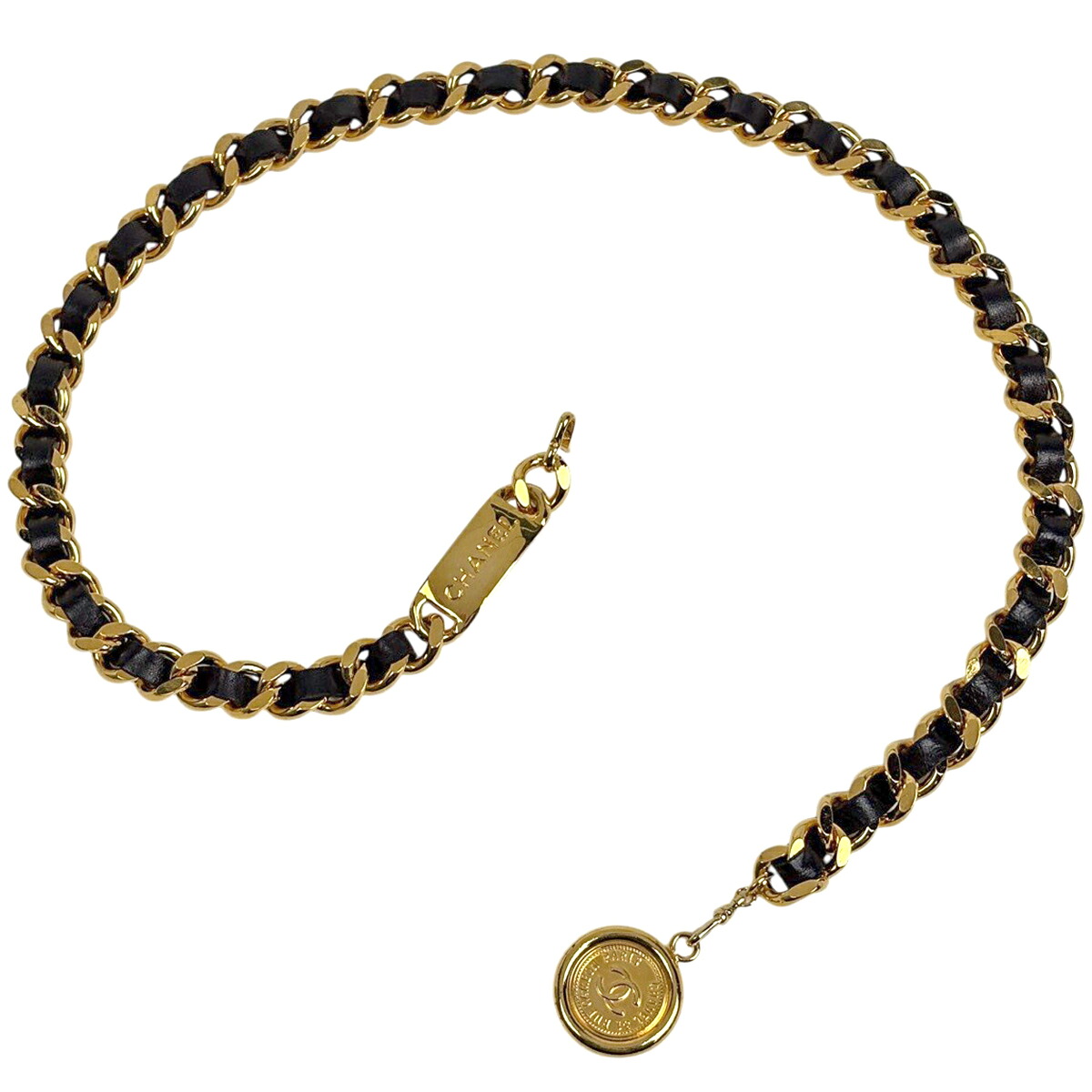シャネル CHANEL ベルト ココマーク チェーン GP レザー ゴールド ブラック レディース 【中古】｜バイセル 店