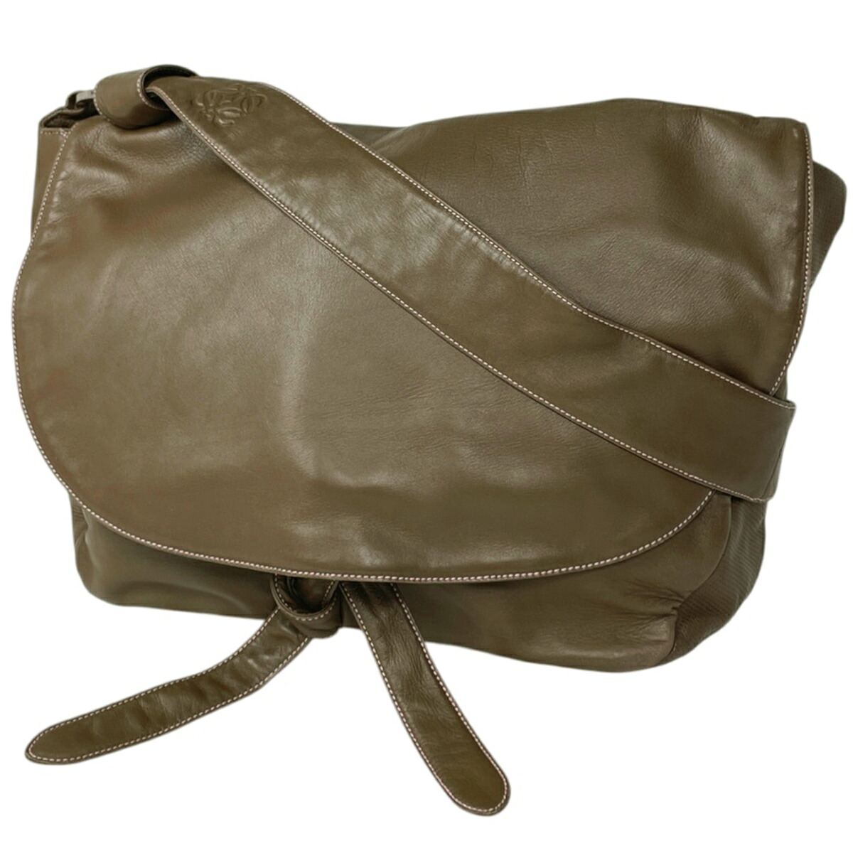ロエベ LOEWE ショルダーバッグ アナグラム レザー カーキ レディース 【中古】|バイセル 店