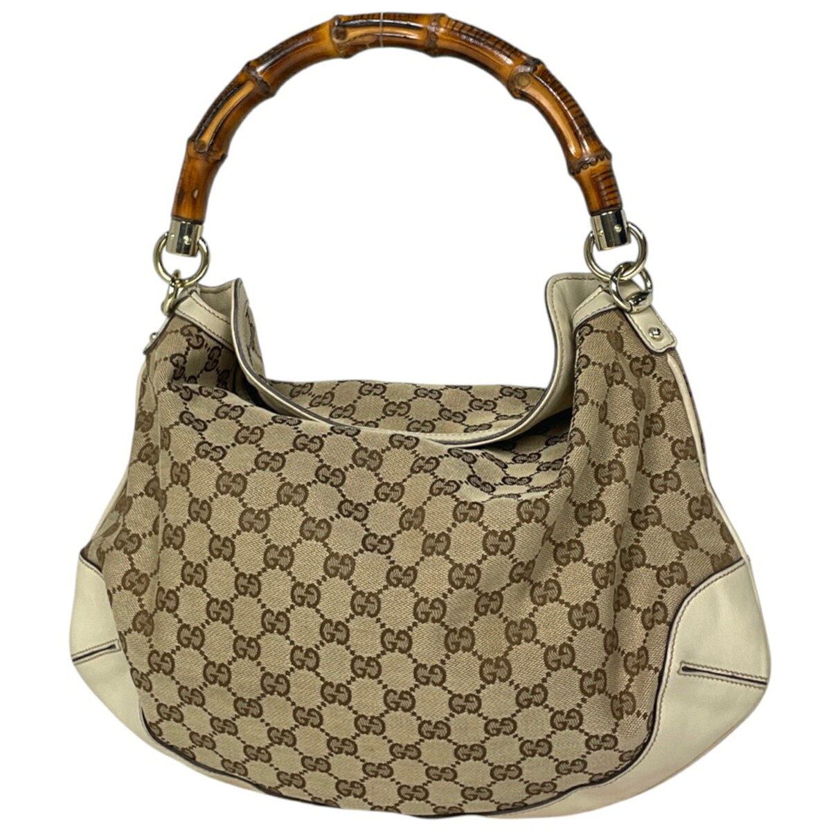 グッチ GUCCI ショルダーバッグ GG柄 バンブー GGキャンバス ベージュ ホワイト 169961 レディース 【中古】|バイセル 店