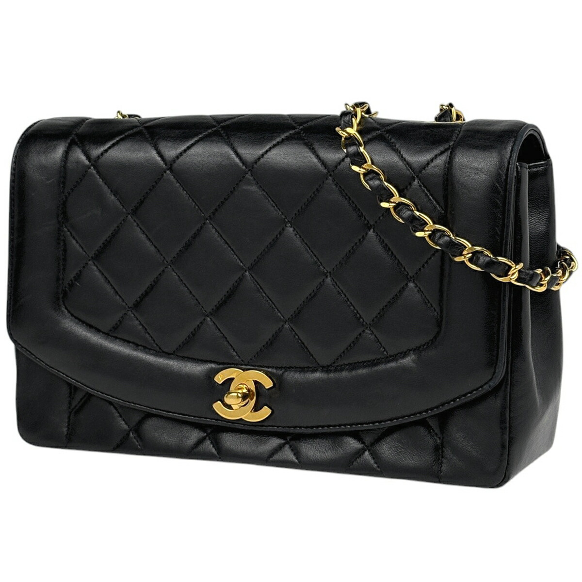 シャネル CHANEL ダイアナ マトラッセ シングルフラップ チェーン ショルダーバッグ ココマーク レザー ブラック A01165 レディース 【中古】|バイセル 店