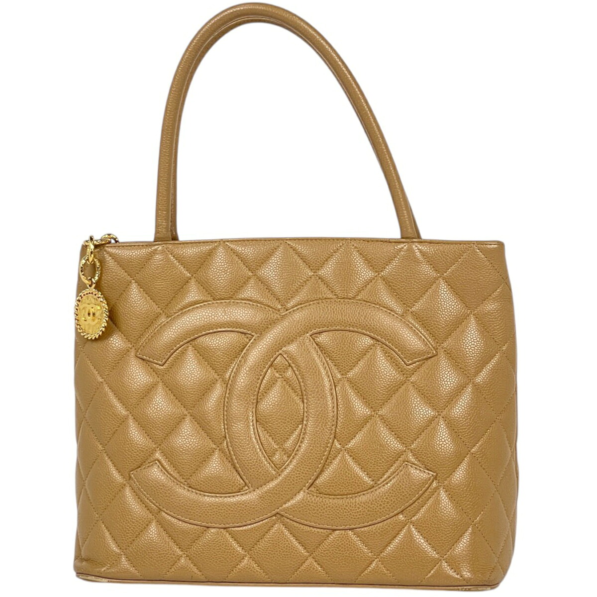 シャネル CHANEL 復刻トート トートバッグ ハンドバッグ ココマーク キャビアスキン ベージュ A01804 レディース 【中古】｜バイセル 店