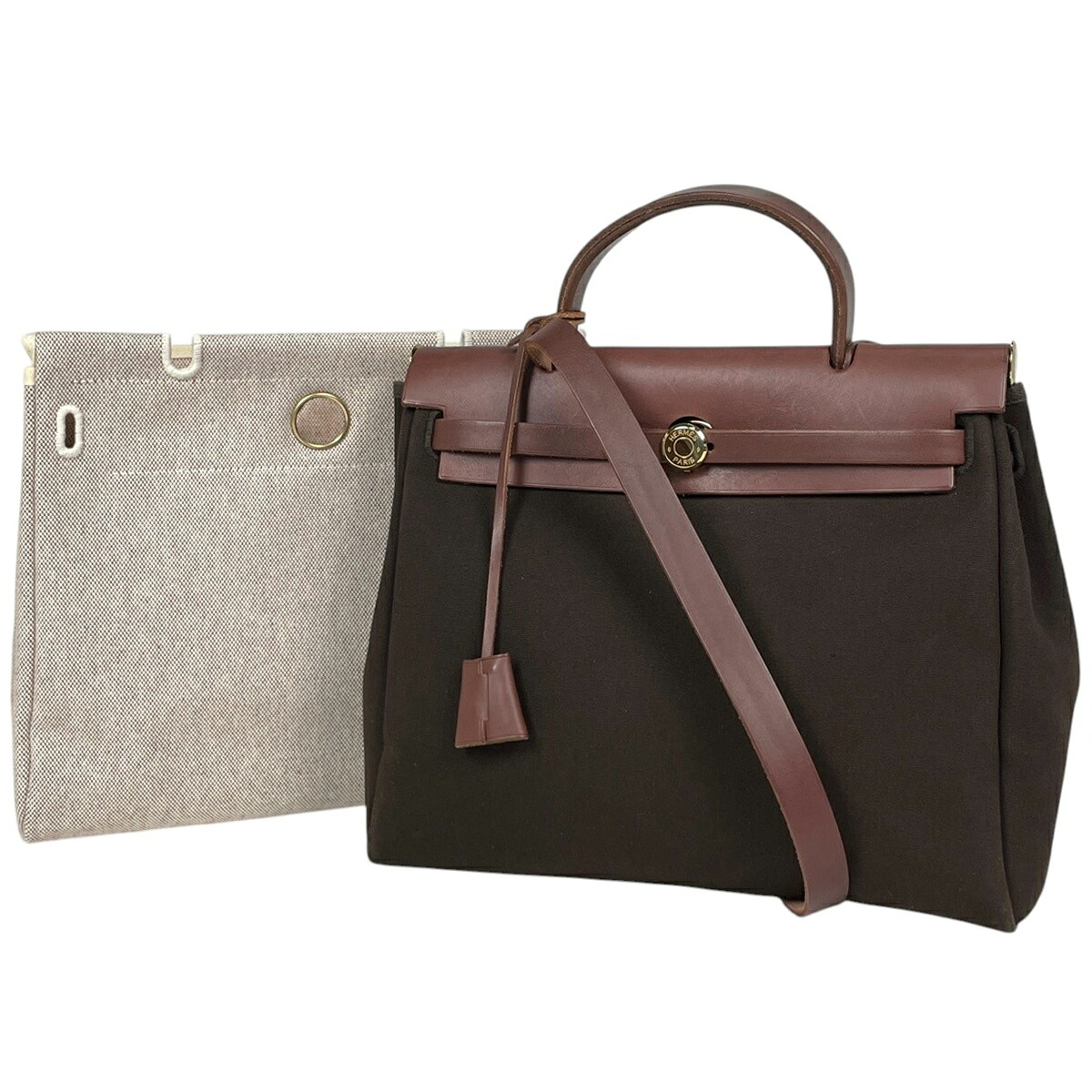 エルメス HERMES エールバッグPM ハンドバッグ 2WAY トワルオフィシエ ハバナ □F レディース 【中古】｜バイセル 店