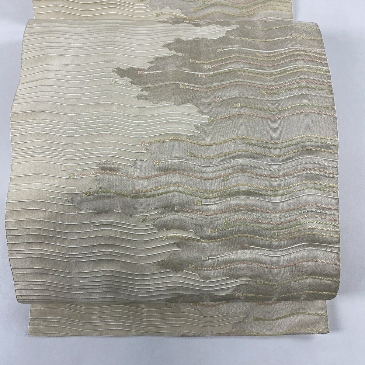 割引クーポン 幾何学 松葉仕立て 秀品 美品 名古屋帯 ベージュ 中古 正絹 Quintalafrancisca Com