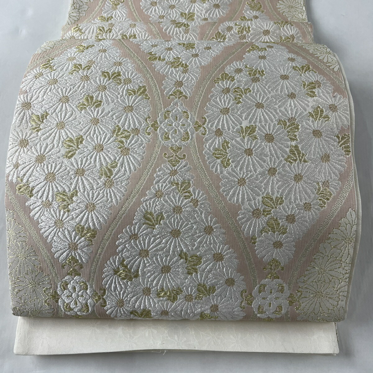 袋帯 美品 大著 証紙あり 立涌 菊の花 金糸 絶頂唐織 薄アズキ 六つ鑑定家 正絹 中古 Inebe Com Ge