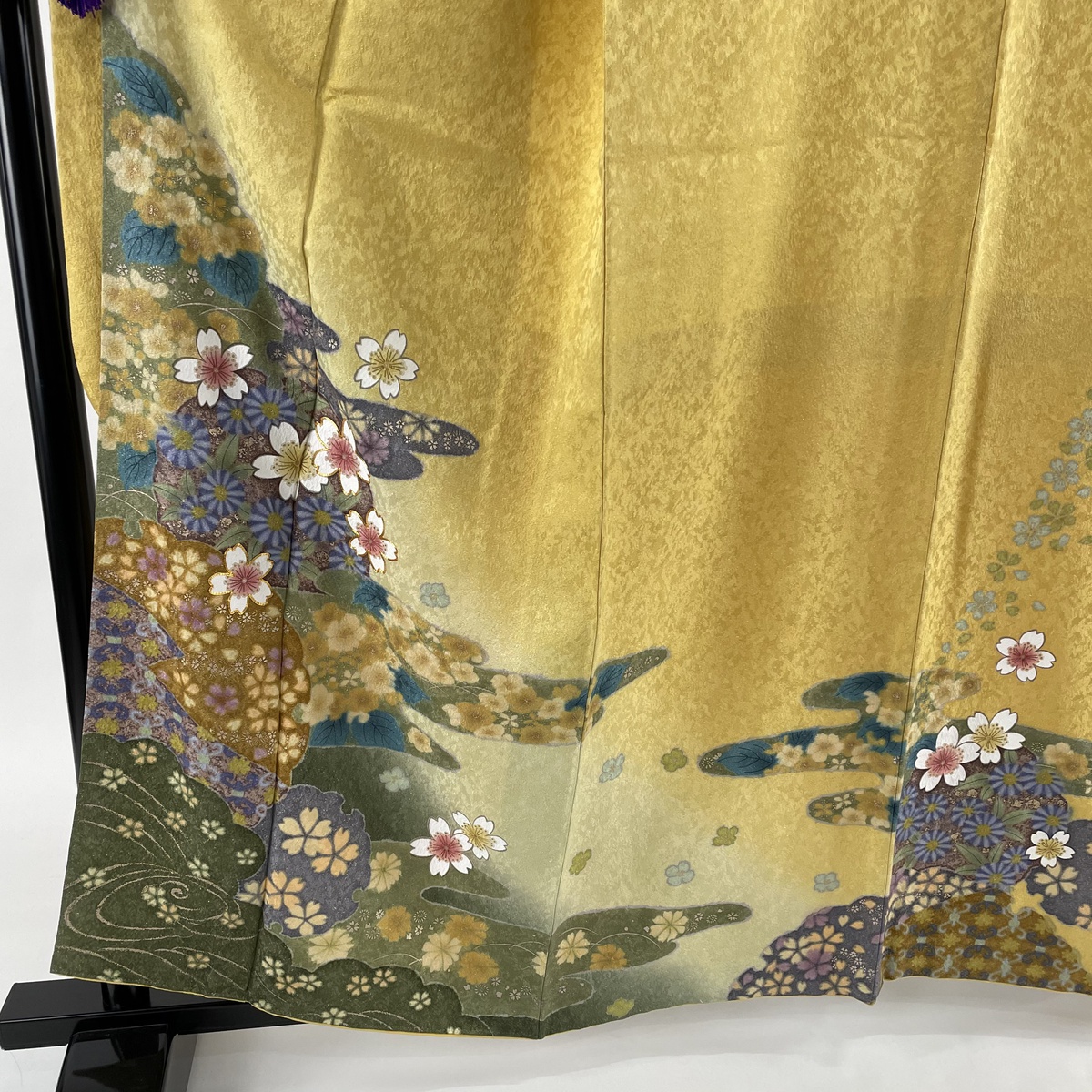 振袖 美品 逸品 ヱ霞 桜 金彩 金通し 黄色 袷 身丈158cm 裄丈66cm M 正絹 中古 septicin Com