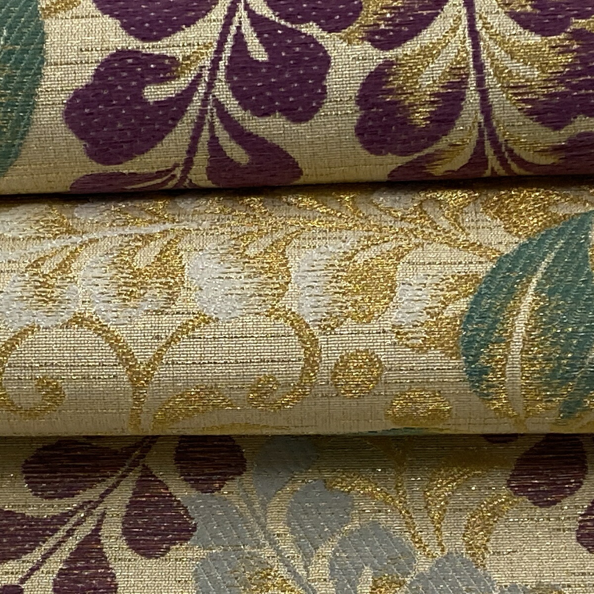 袋帯 美品 逸品 落款あり じゅらく帝王紫 葉 金銀糸 刺繍 金色 六通 正絹 中古 Aplusfinance Blog Com