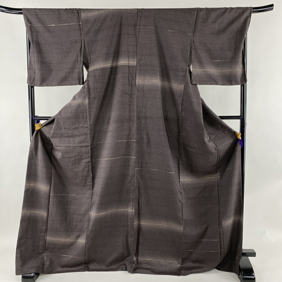 小紋 美品 名品 かっこいい 幾何学模様 ぼかし 茶紫 袷 身丈173cm 裄丈69cm L 正絹 中古 Fmcholollan Org Mx