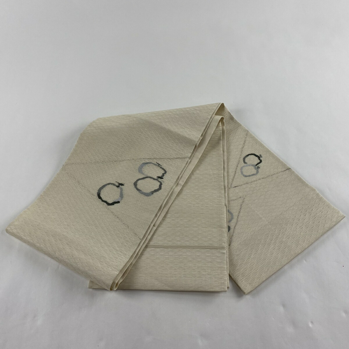 袋帯 秀品 夏帯 生り物 銀糸 灰白 お太鼓柄 正絹 中古 Brandingidentitydesign Com