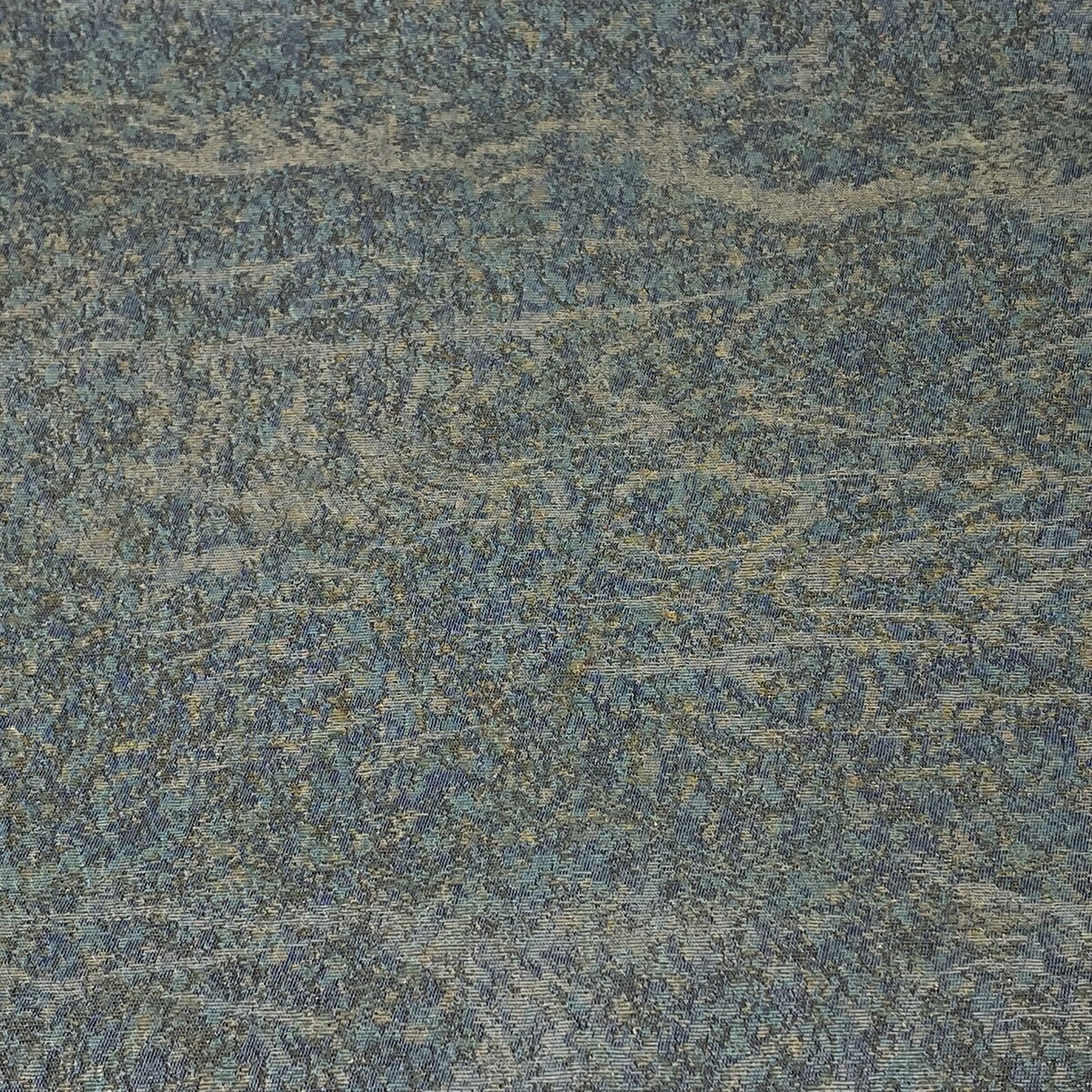 袋帯 美品 名品 神楽岡錻斎 泥染 リバーシブル 幾何学模様 金糸 箔 青緑 六通 正絹 中古 Rvcconst Com