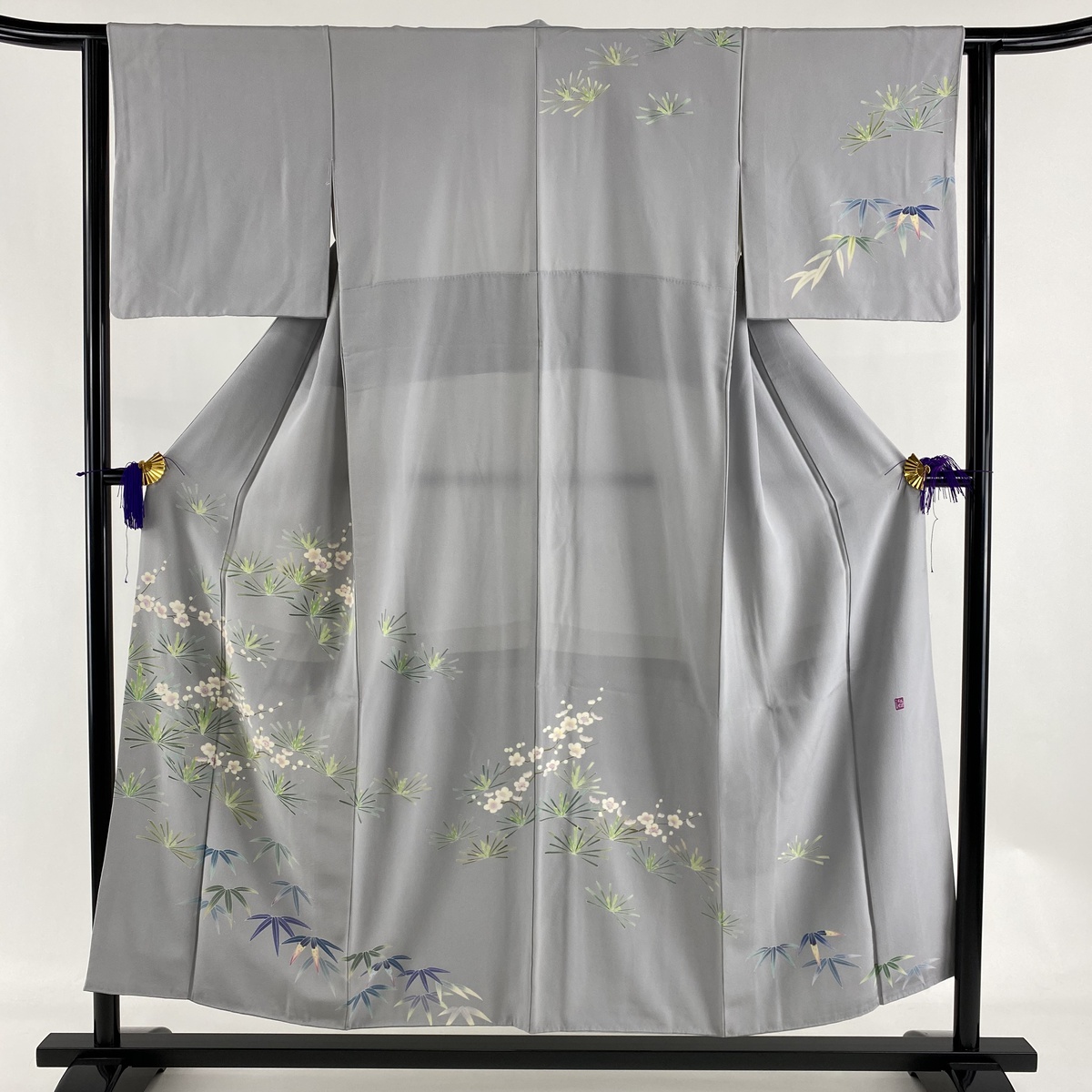 訪問着 名品 落款あり 松竹梅 灰色 袷 身丈152cm 裄丈63cm S 正絹 中古 Daicelssa Az Com