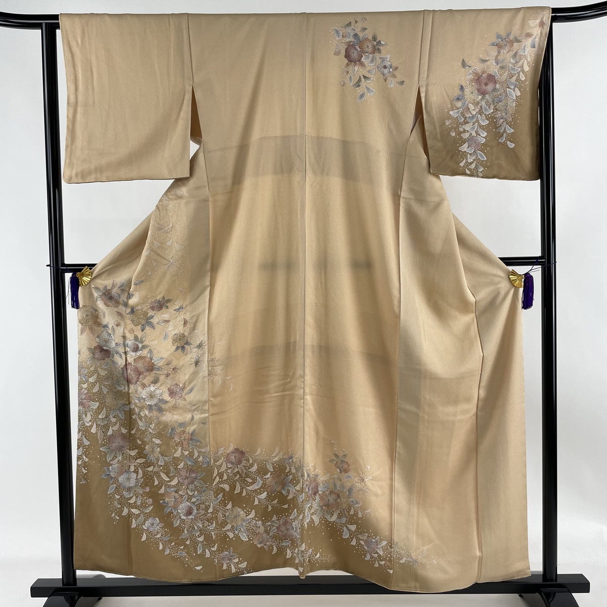 訪問着 美品 秀品 辻が花 染め分け 薄オレンジ 袷 156cm 64cm M 正絹 中古 Bouncesociety Com