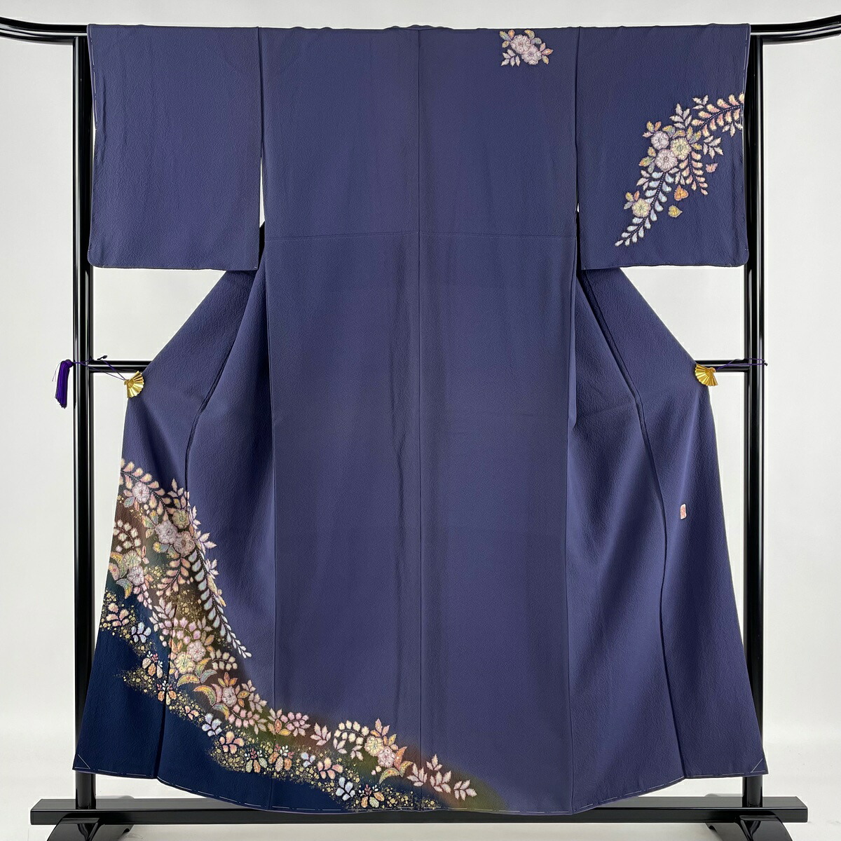 ランクa 着物 リサイクル 送料無料 着物 花火大会 夏祭り お盆 海 辻が花 敬老の日 青紫 ギフト 贈り物 プレゼント 誕生日 記念日 結婚式 ブライダル ファッション 旅行 付下げ 美品 逸品 落款あり 翠山工房 やまと 辻が花 金彩 青紫 袷 身丈154cm