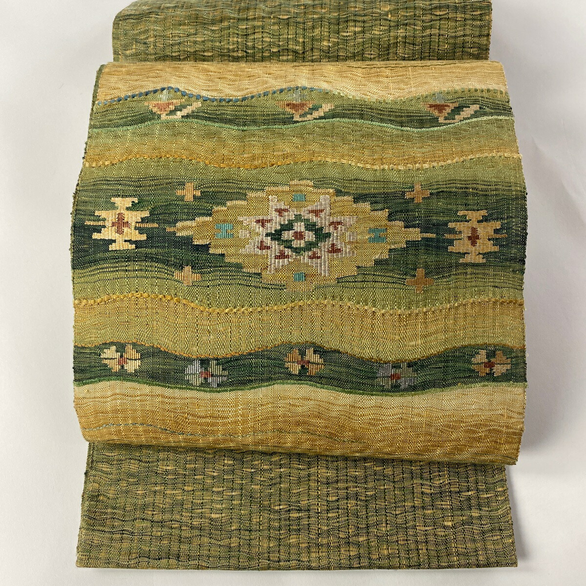 ランクa 帯 リサイクル 送料無料 秀品 名古屋帯 花火大会 夏祭り お盆 海 美品 敬老の日 ギフト 贈り物 プレゼント 誕生日 記念日 結婚式 ブライダル ファッション 旅行 名古屋帯 美品 秀品 幾何学 茶緑色 お太鼓柄 正絹 中古 帯 Mazurfuneralhomes Com